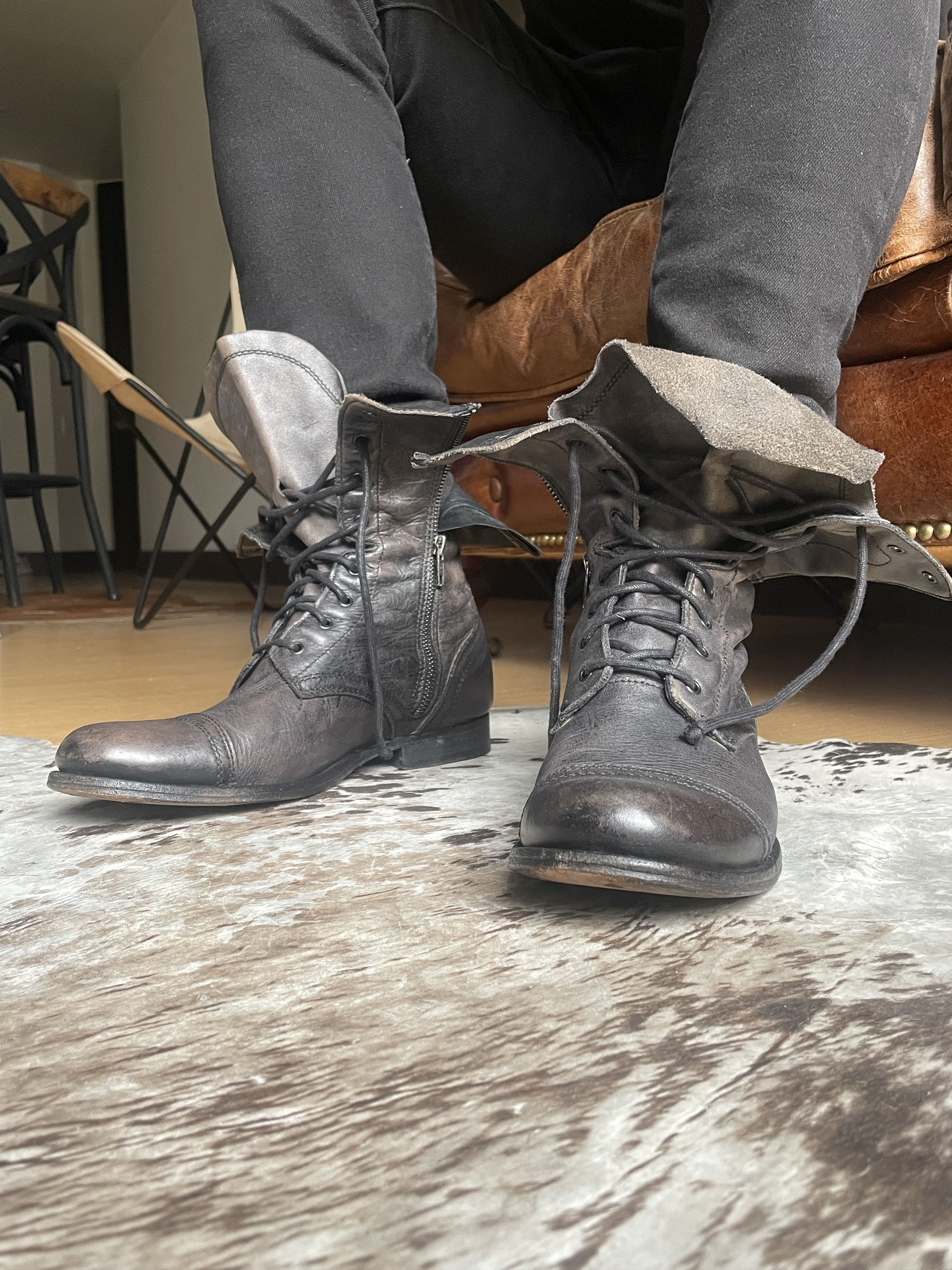 Allsaints All Saints Dark Gray Leather Boots Guidi Distressed Size US 10 / EU 43 - 3 Thumbnail