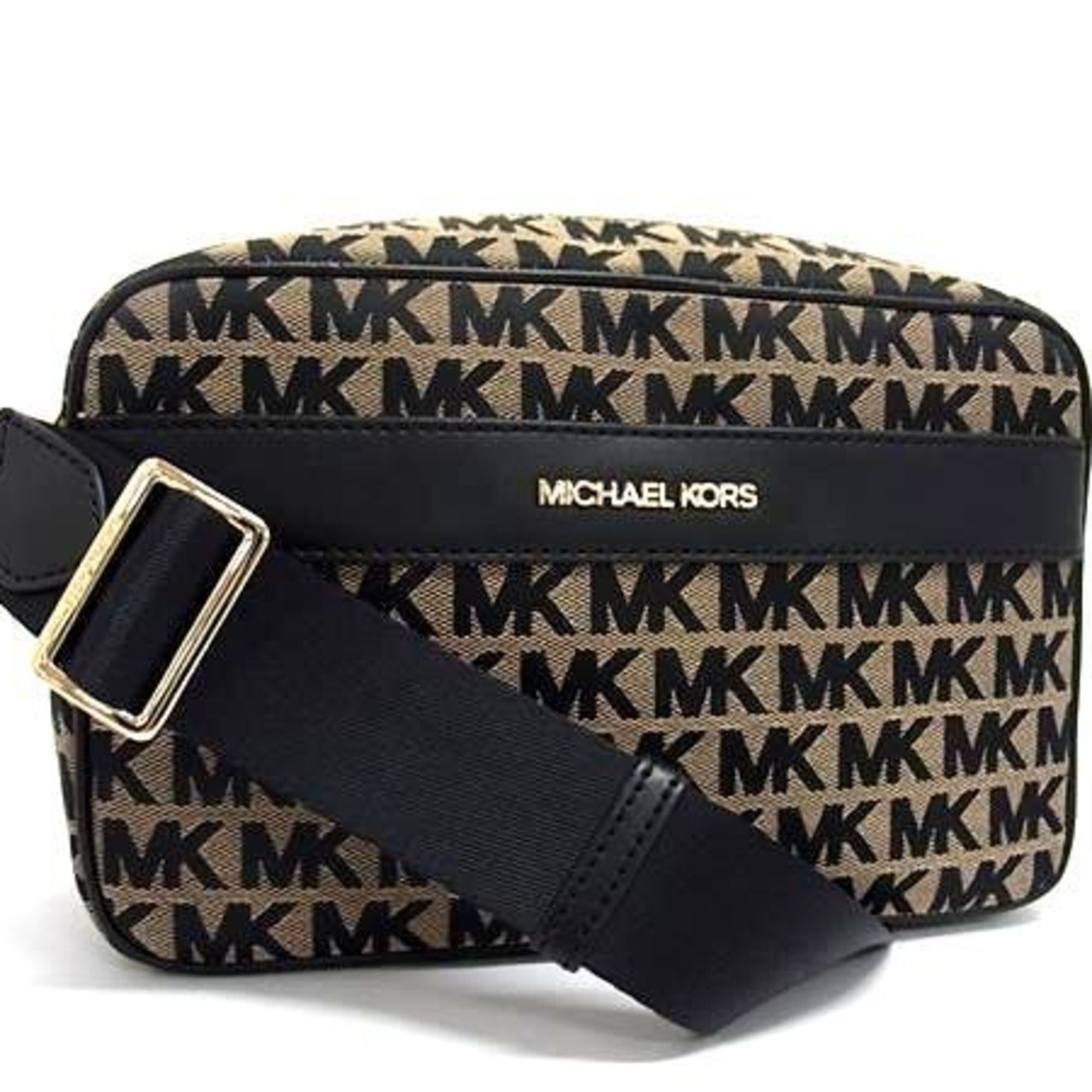 Michael Kors Michael Kors Shoulder Bag MK Pattern Black Beige Canvas Leather Men's Women's Size ONE SIZE - 1 Thumbnail