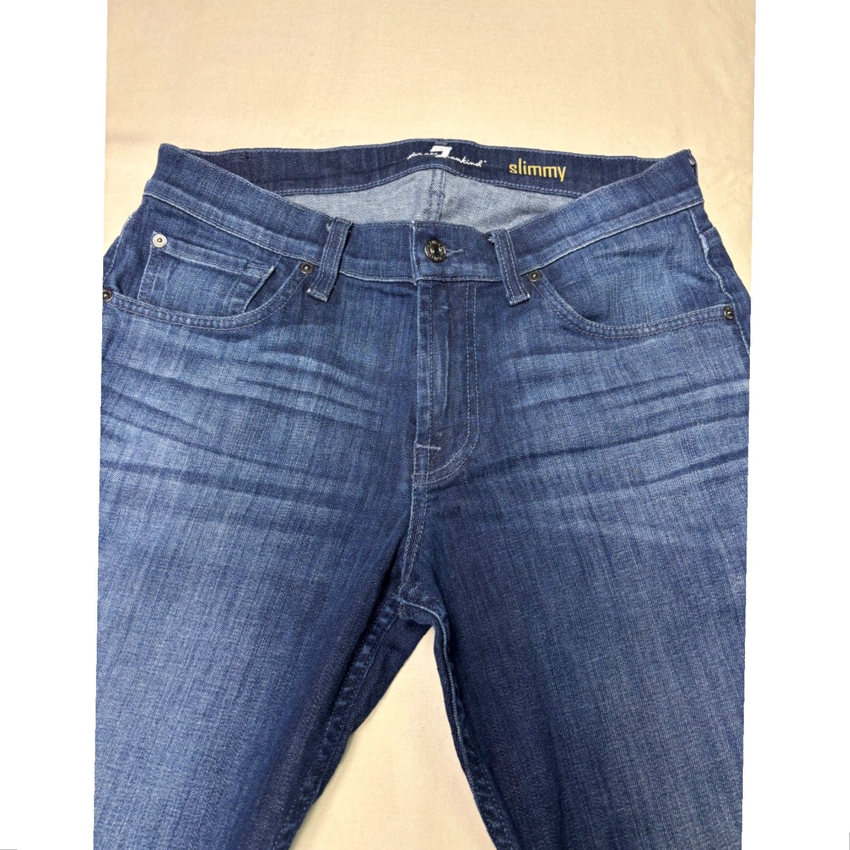 7 For All Mankind 7 For All Mankind Slimmy Jeans Dark Wash Mid Rise Stretch Cotton Blend 31X28 Women Jeans Slim, 5-Pocket, Zipper Button Wash: Medium Vintage: No Size 24" / US 00 / IT 34 - 2 Thumbnail