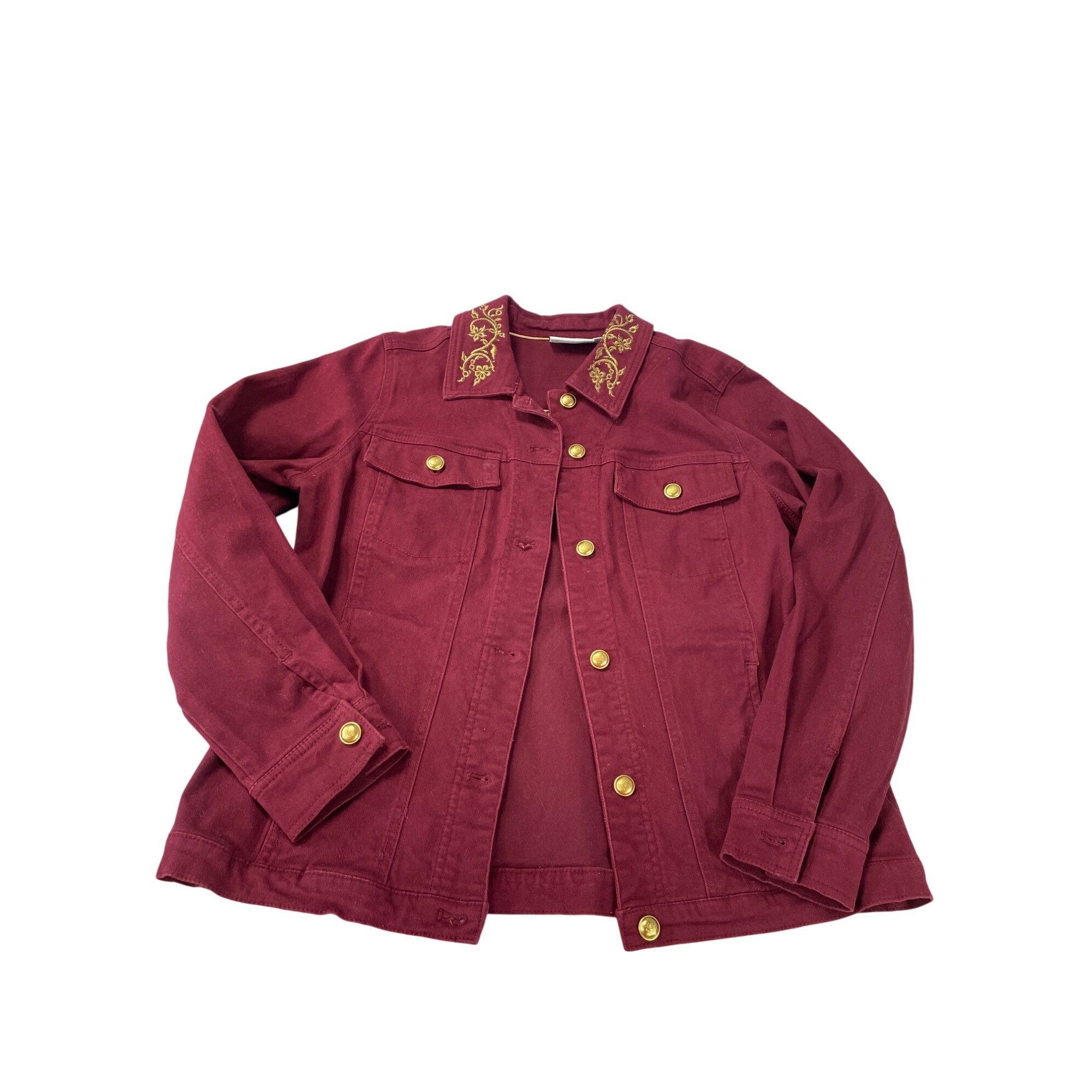 Denim & Co. Denim Co. Womens Red Embroidered Gold Buttons Denim Jacket S Size S / US 4 / IT 40 - 16 Thumbnail