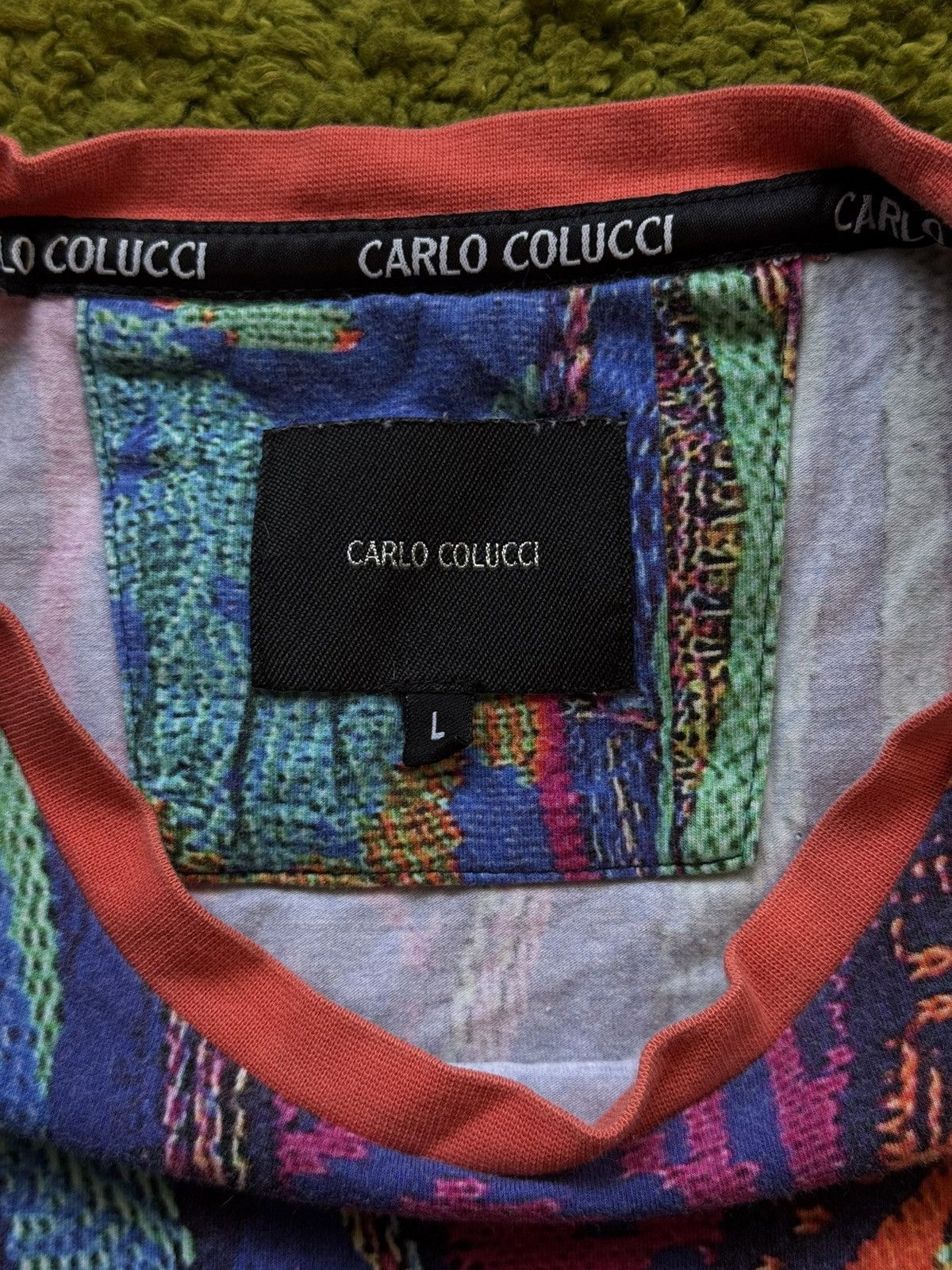 Carlo Colucci Carlo Colucci coloured cable knit Coogi pattern t-shirt Y2K Size US L / EU 52-54 / 3 - 6 Thumbnail
