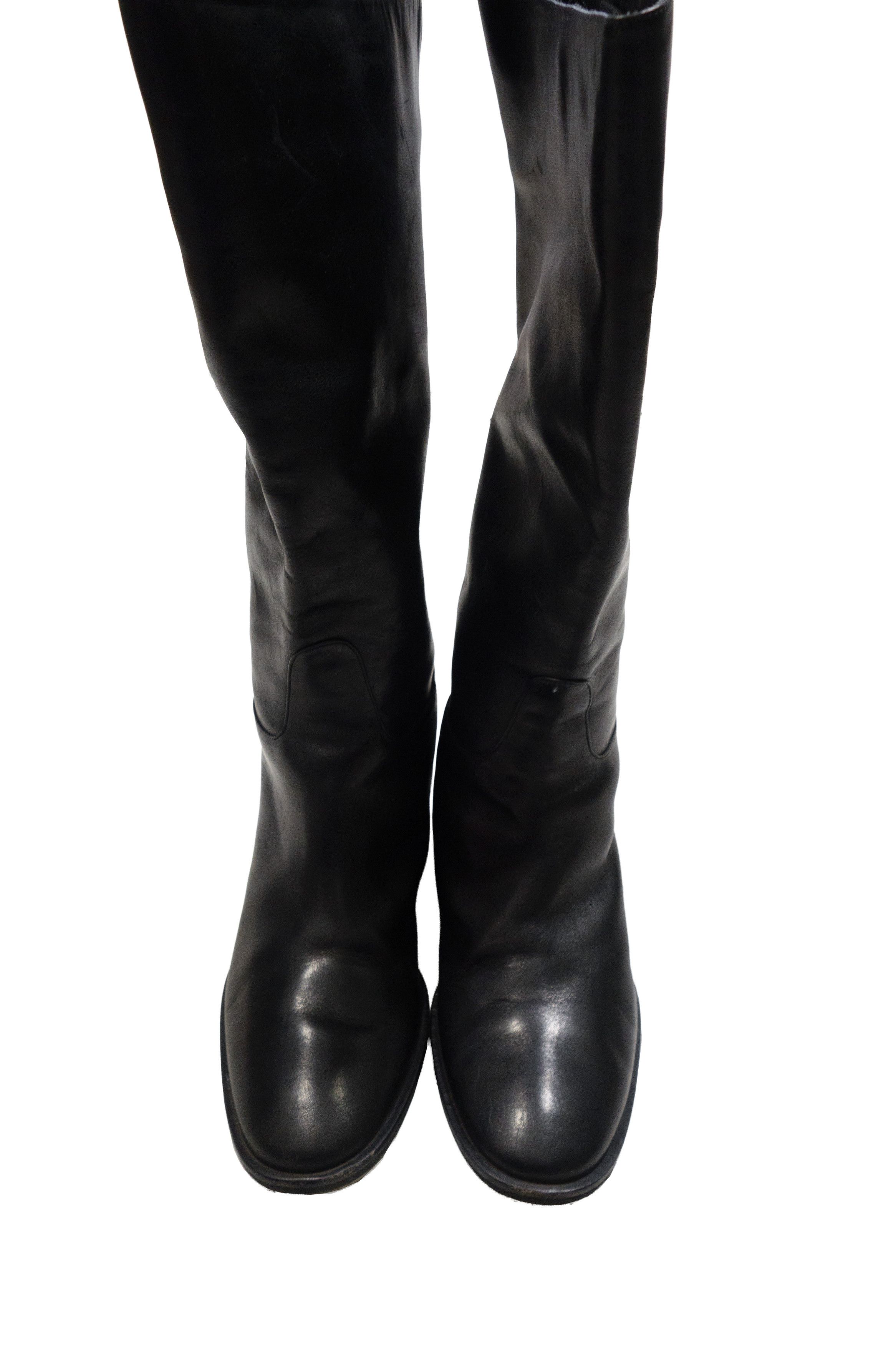 Max Mara 00s Leather Knee-High Riding Boots Size US 7.5 / IT 37.5 - 4 Thumbnail