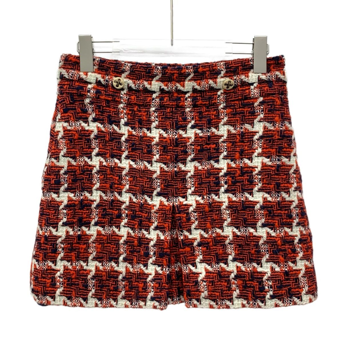 Gucci Gucci Red Houndstooth Wool Knit Mini Skirt K26WX Size 28" / US 6 / IT 42 - 1 Thumbnail