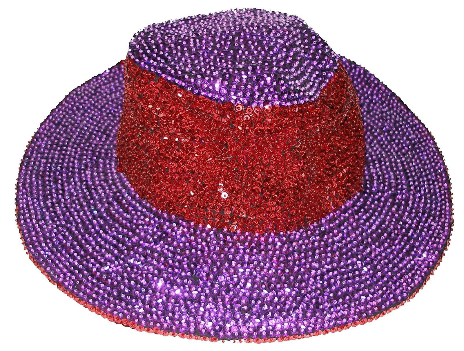 Designer Sequin Cowboy/Cowgirl Hat RED PURPLE Combination Size ONE SIZE - 1 Thumbnail