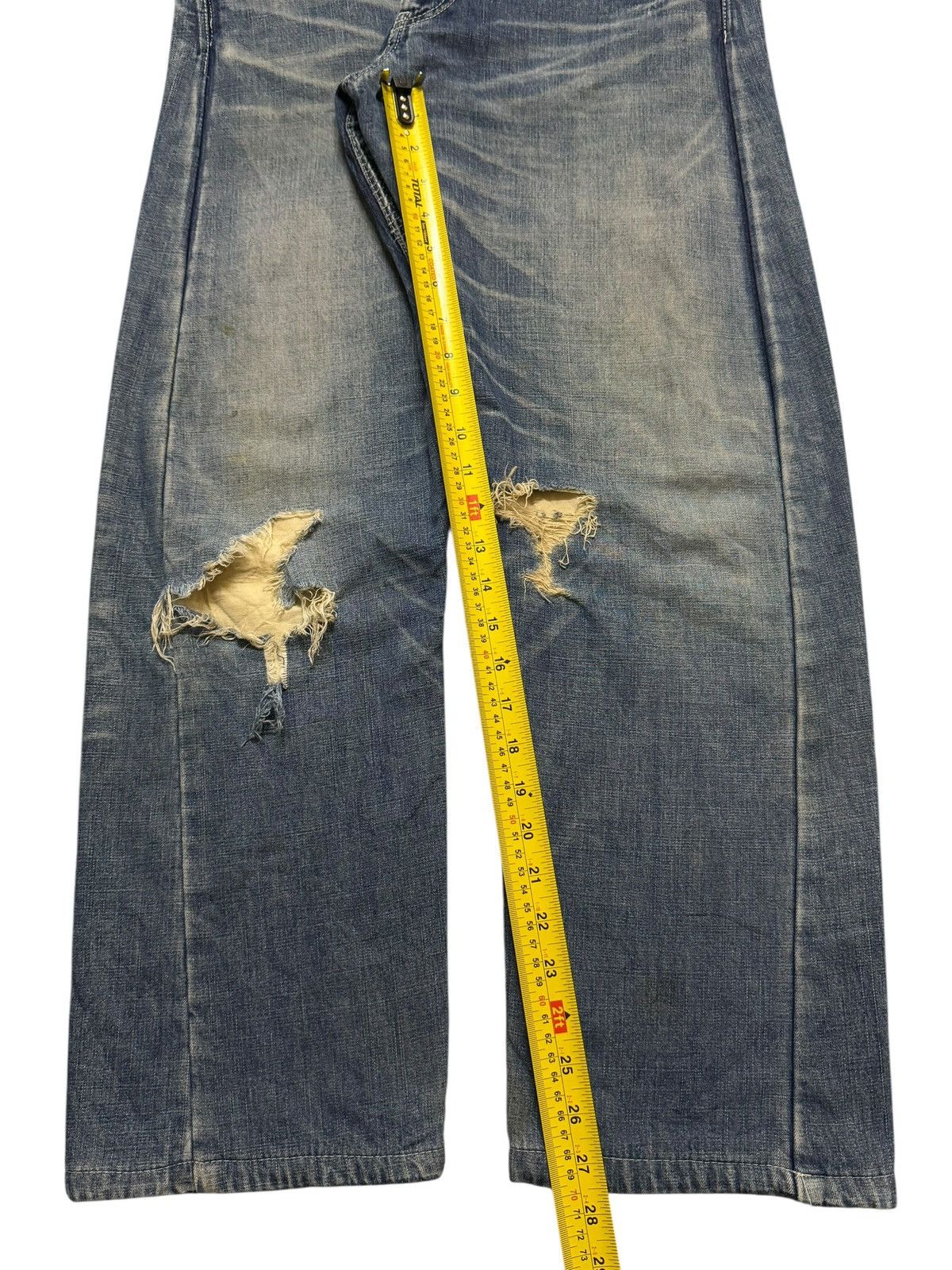 Norbit Vintage 90s Japan Norbit Blue Faded Wash Distressed Wide Leg Size US 31 - 11 Thumbnail