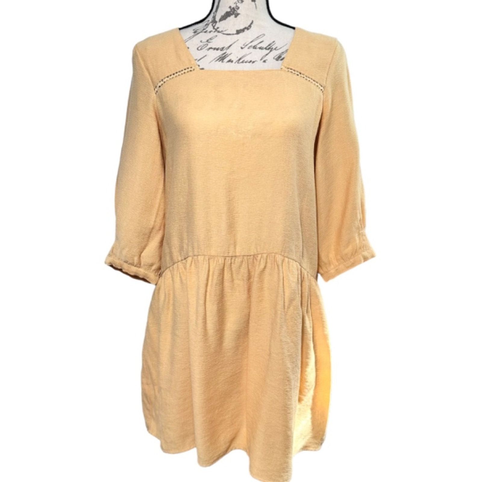 Zara Boho Chic Square Neck Dress Crochet Detailing Dropped Waist Size M / US 6-8 / IT 42-44 - 1 Thumbnail