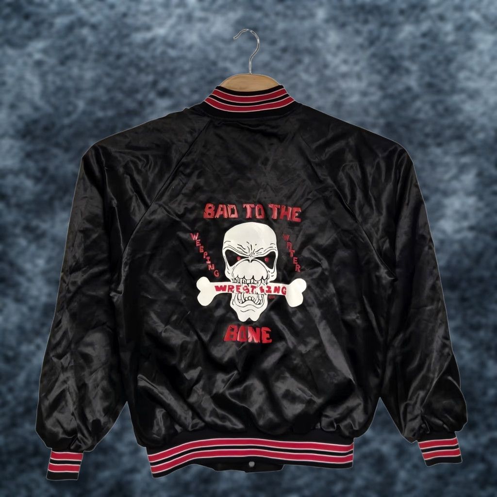 Bones VINTAGE Bad To The Bone Wrestling Bomber Jacket Men Large Black Skull 90's Mens Size US L / EU 52-54 / 3 - 1 Thumbnail