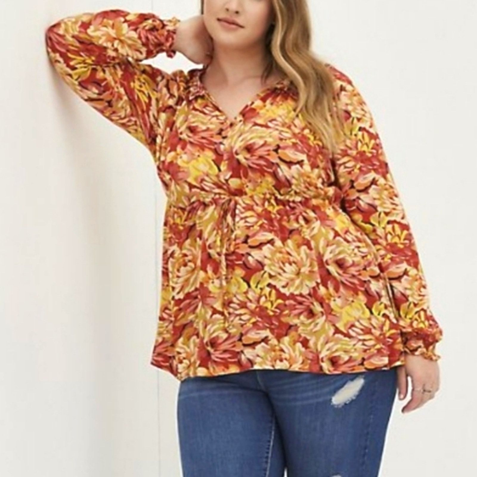 Torrid TORRID ☆ AUTUMN COLORS ☆ TAJ NECK BLOUSE 5x ☆ NWT Size 4XL / US 24-26 - 9 Thumbnail