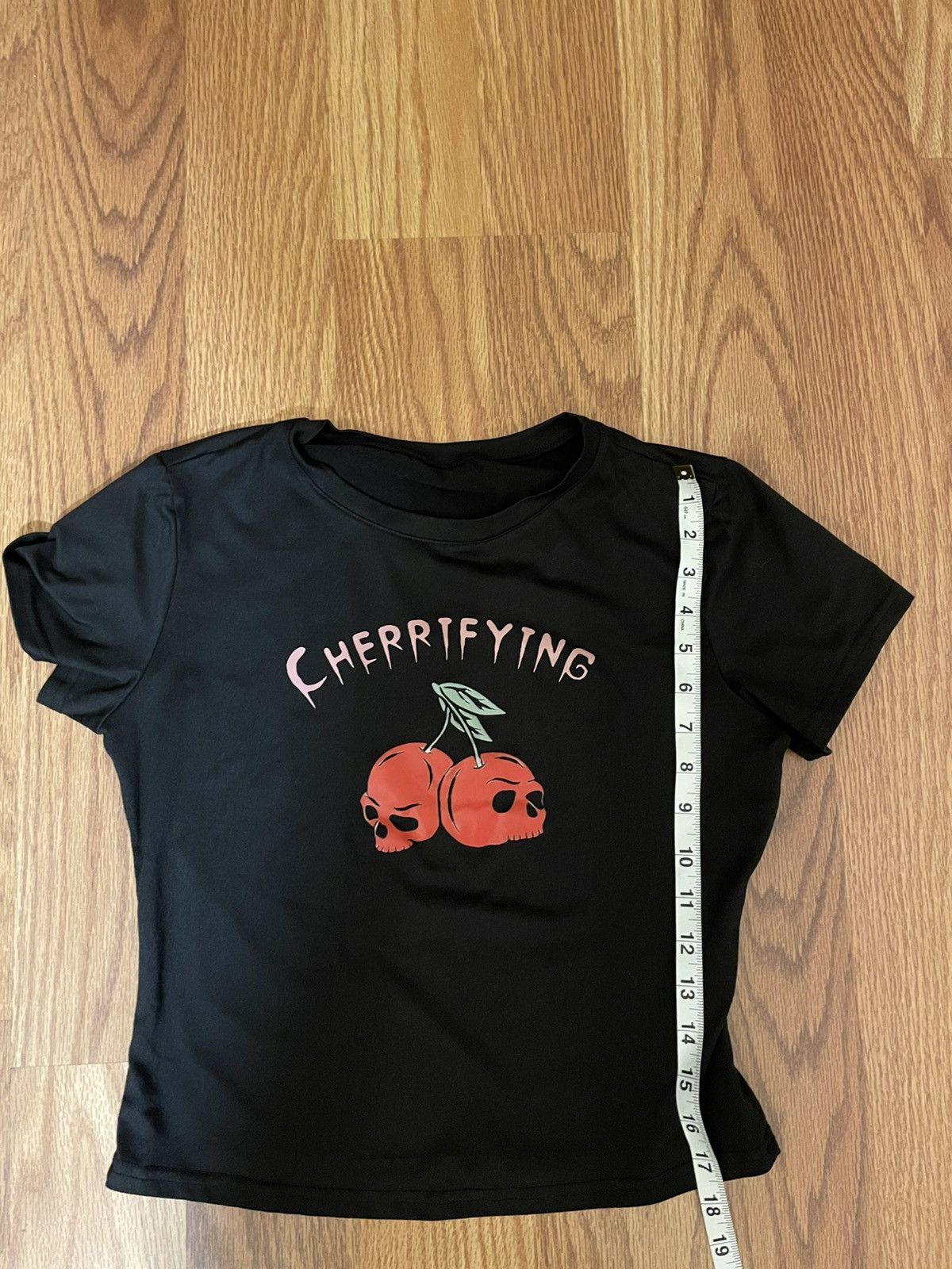 Other Cherry Skulls Black Cropped Tee (croptop) Size ONE SIZE - 3 Thumbnail