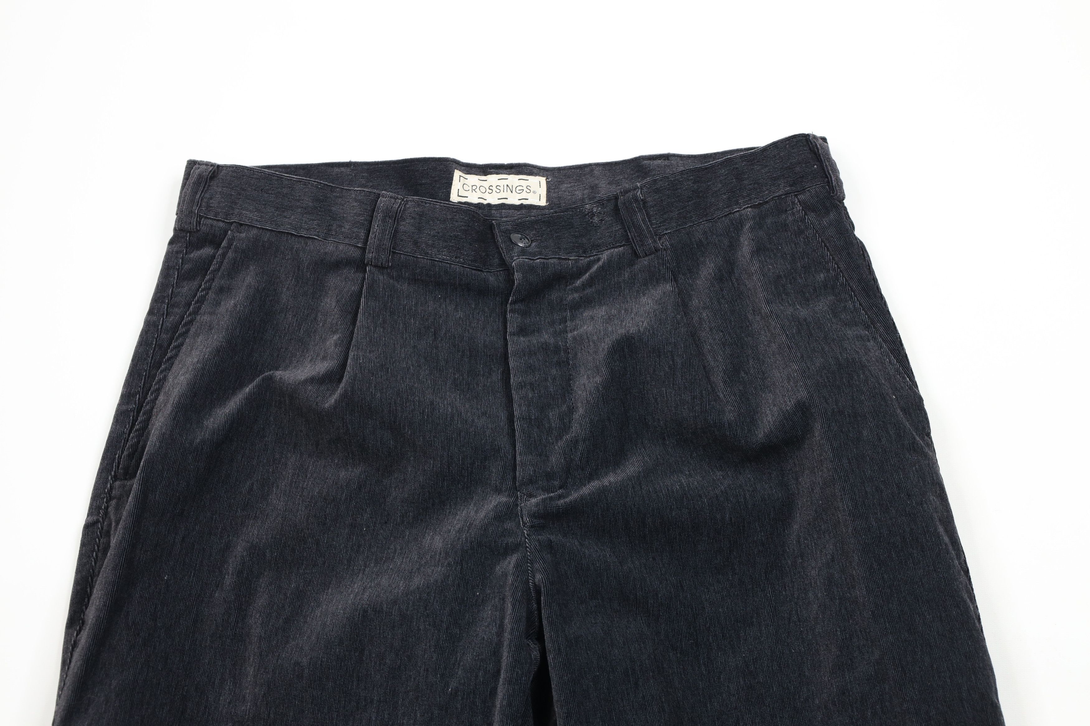 Vintage Vintage 90s Streetwear Corduroy Pleated Chino Pants Gray Size US 34 / EU 50 - 2 Thumbnail