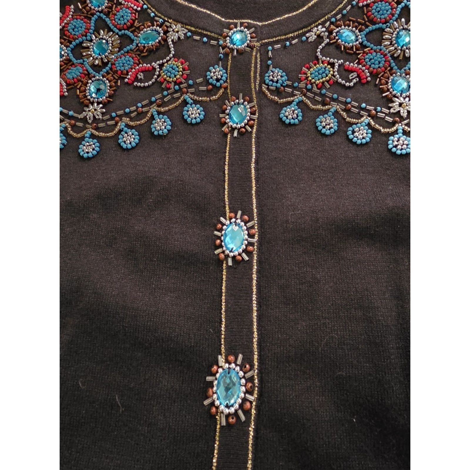 Vintage VINTAGE Berek Takako Sakon Embellished Cardigan Beaded Western Boho Black Small Size S / US 4 / IT 40 - 4 Thumbnail