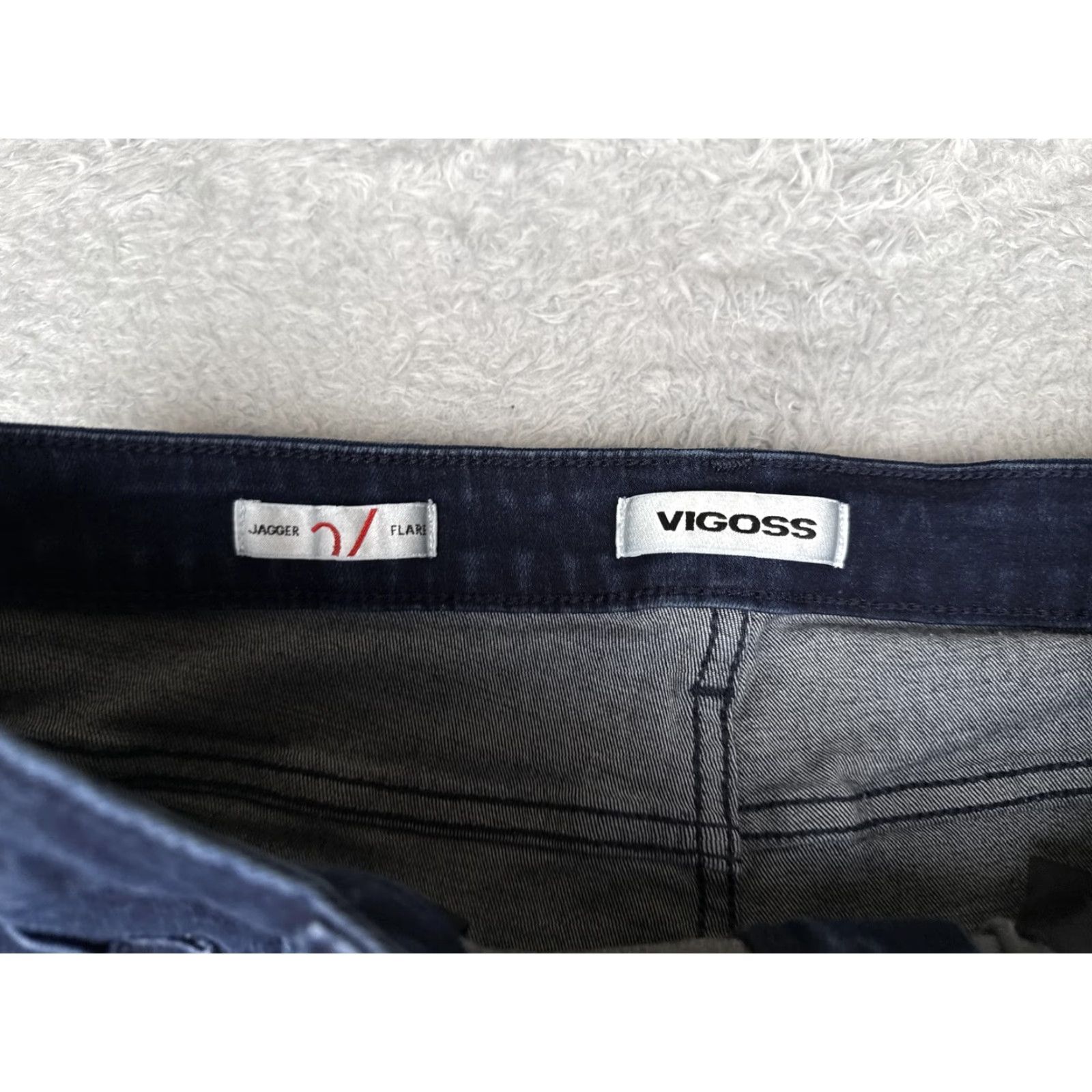 Vintage VIGOSS Jagger Flare Jeans Womens 32 Blue Dark Wash Mid Rise Stretch Denim 32x29 Jeans Womens Boys Girls Mens Size 24" / US 00 / IT 34 - 6 Thumbnail