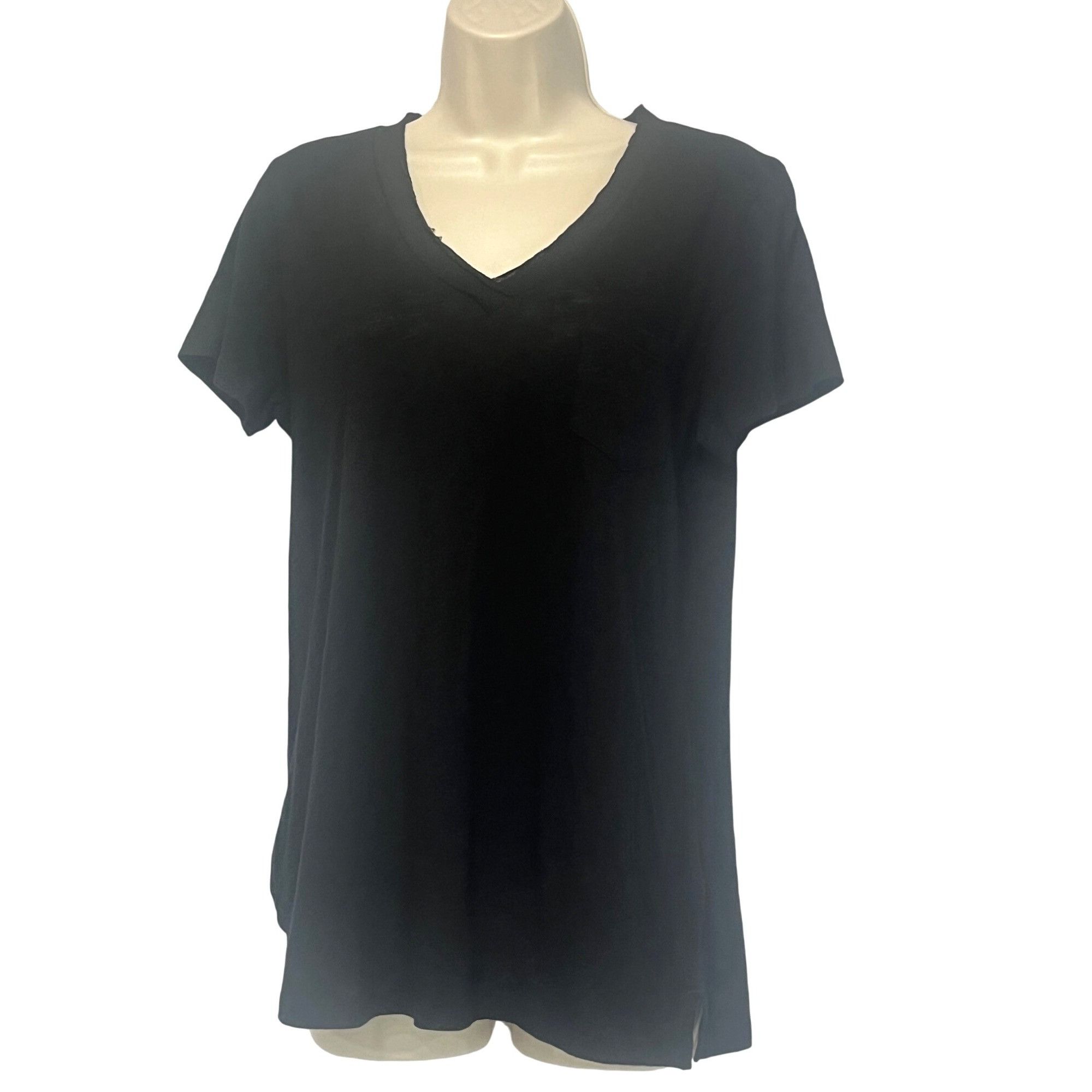 Other Caslon V-neck Raw Trim Pocket T-shirt, burnout black, Sz. S Size S / US 4 / IT 40 - 1 Thumbnail