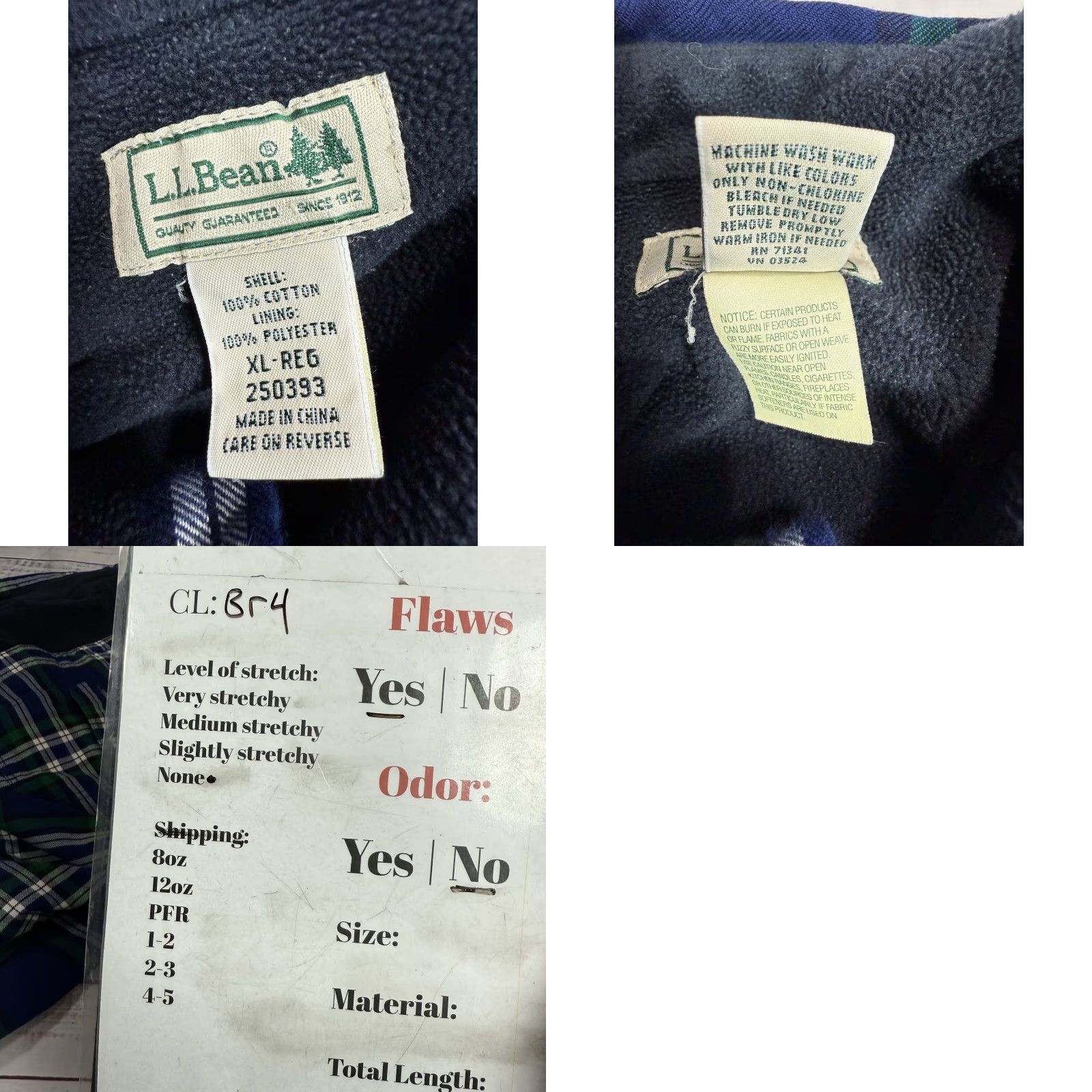 Vintage L.L. Bean Plaid Fleece Lined Flannel Shirt Long Sleeve XL Green Blue Mens Buttons Up Shirts Size US XL / EU 56 / 4 - 8 Thumbnail