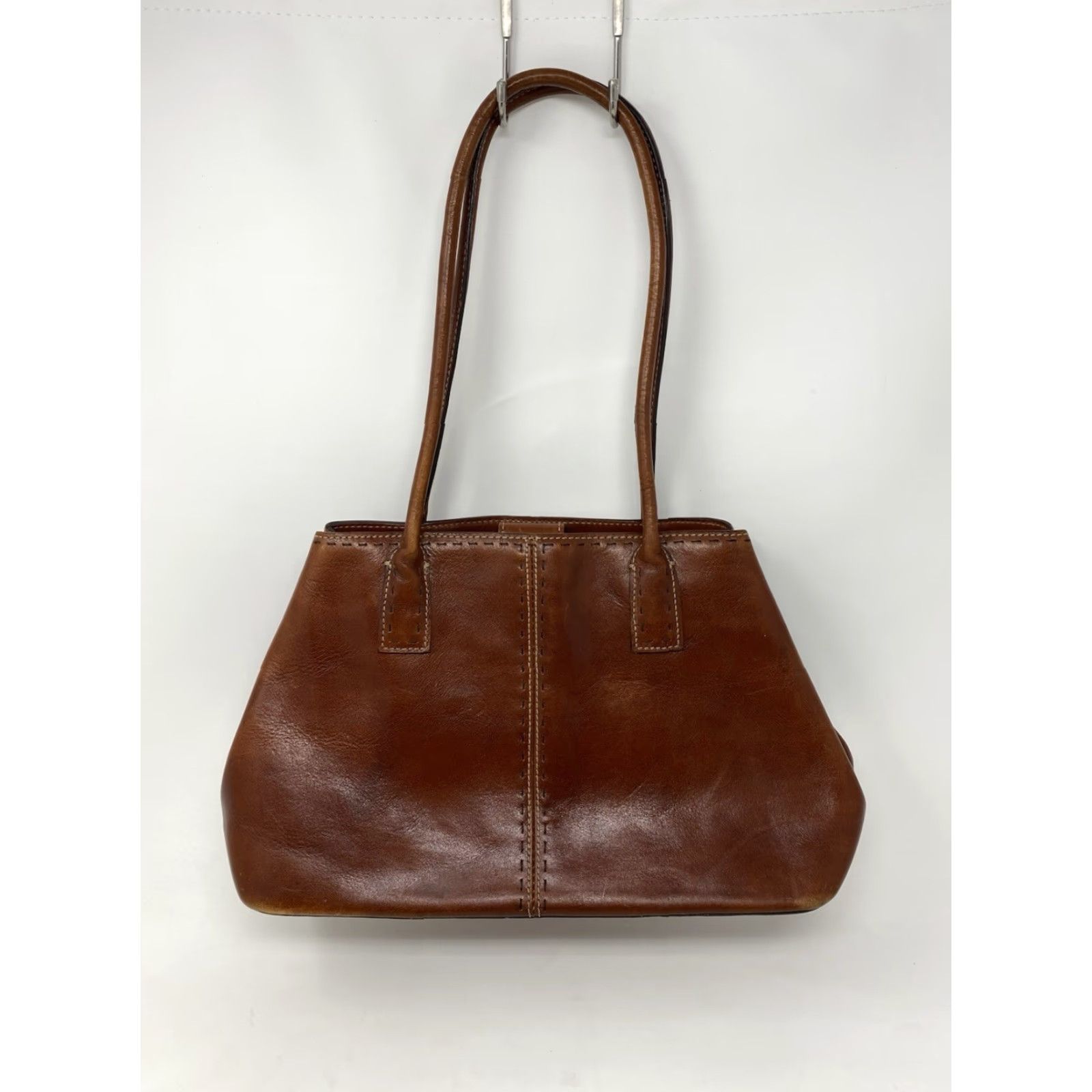 Fossil VINTAGE Fossil Tote Women Medium Leather Brown Purse Handbag Y2K 90s Classic Designer Inner Pockets Brown Leather Size ONE SIZE - 2 Thumbnail