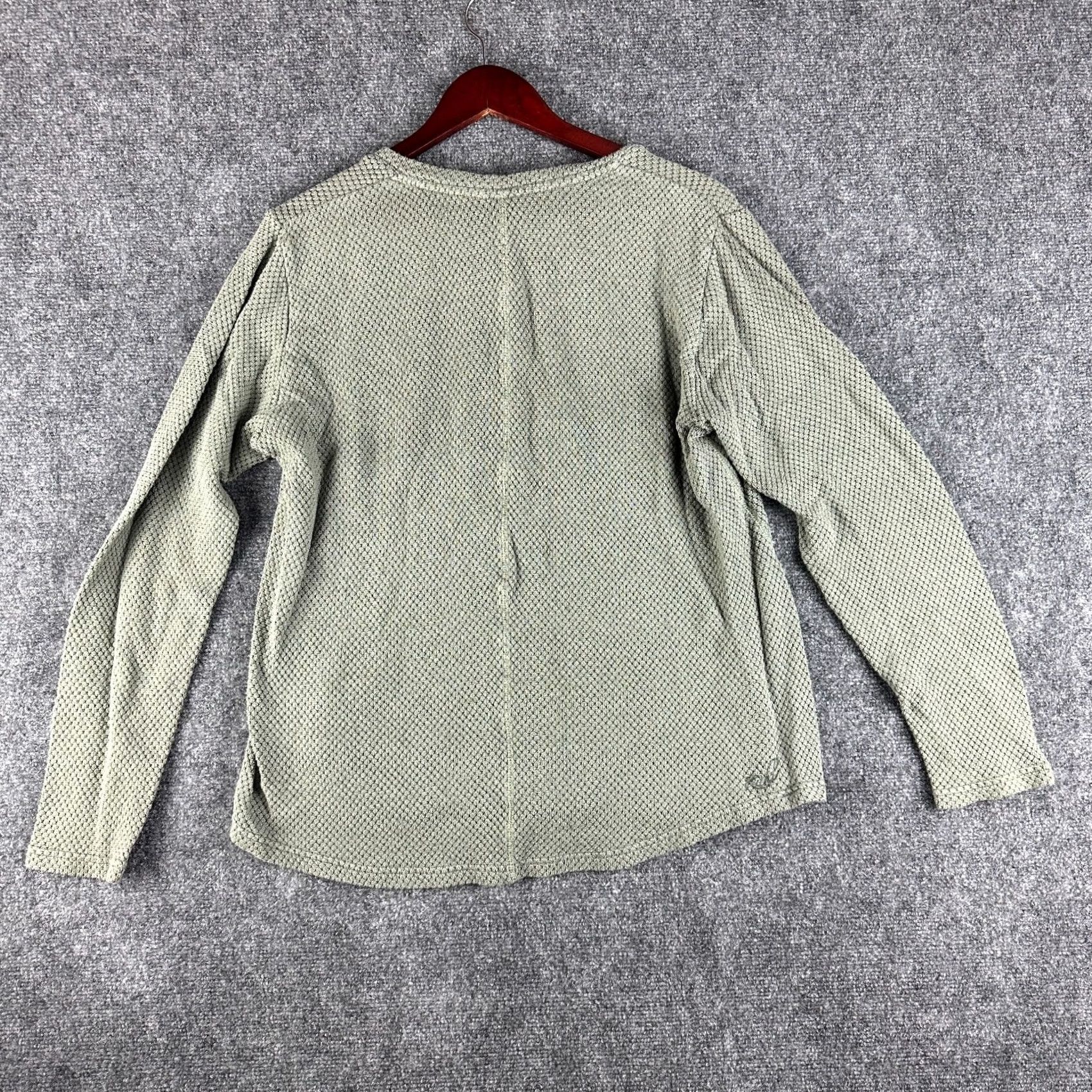 Vintage KUHL Top Womens Large Green Cotton Knit Tee Long Sleeve V-Neck Curved Hem T-Shirt Regular Fit - Womens, Green, XL? Size L / US 10 / IT 46 - 7 Thumbnail