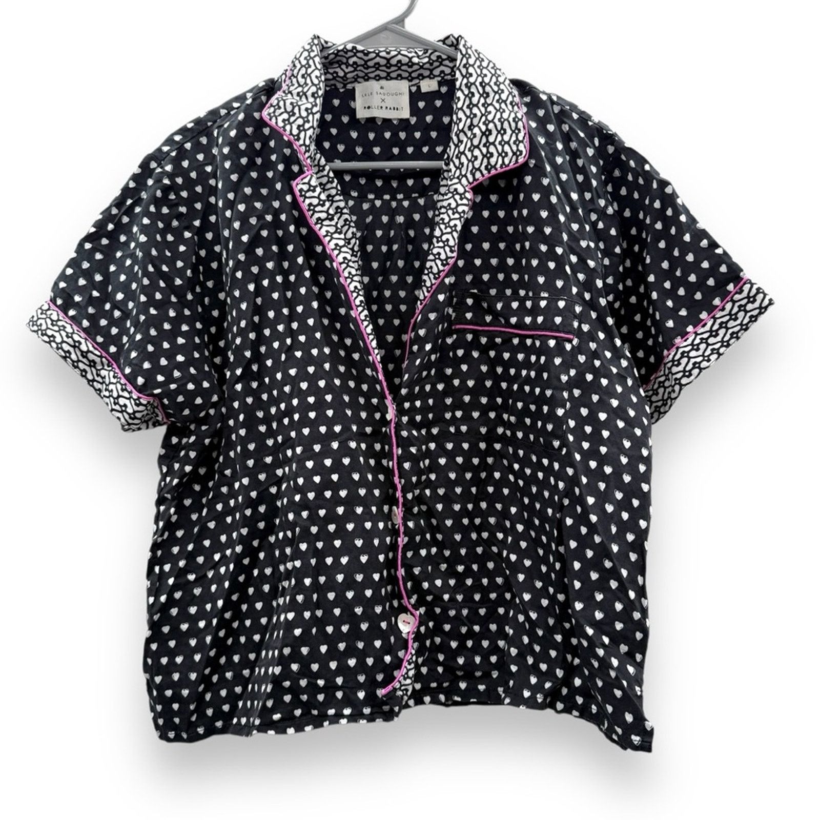 Other Lele Sadoughi x Roller Rabbit Heart Print Pajama Set Sz L Size L / US 10 / IT 46 - 3 Thumbnail
