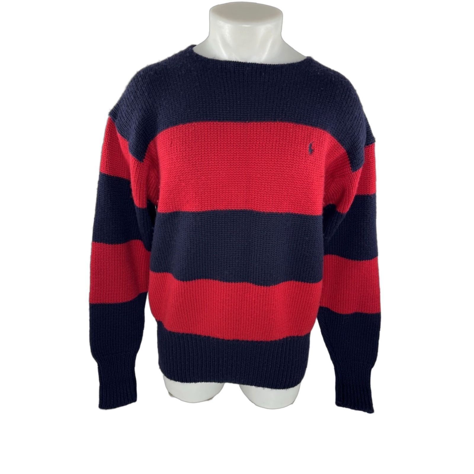 Polo Ralph Lauren POLO RALPH LAUREN Wool Embroidered Pony Oversized S Heavy Duty Knit Sweater Mens Pullover Red Blue Accessories TT Size US S / EU 44-46 / 1 - 1 Thumbnail