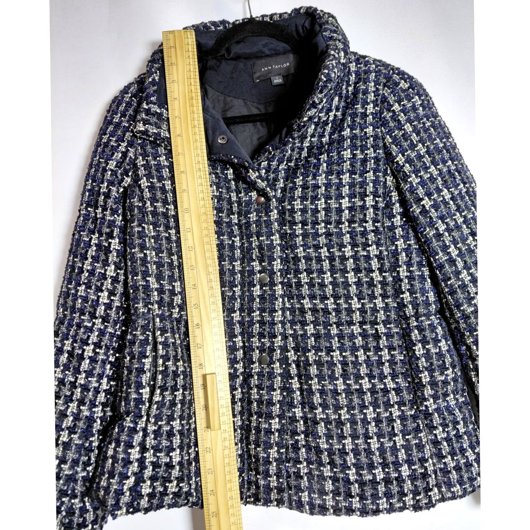 Ann Taylor ANN TAYLOR Tweed Jacket Black White Plaid Long Sleeve Women Size S Size S / US 4 / IT 40 - 5 Thumbnail