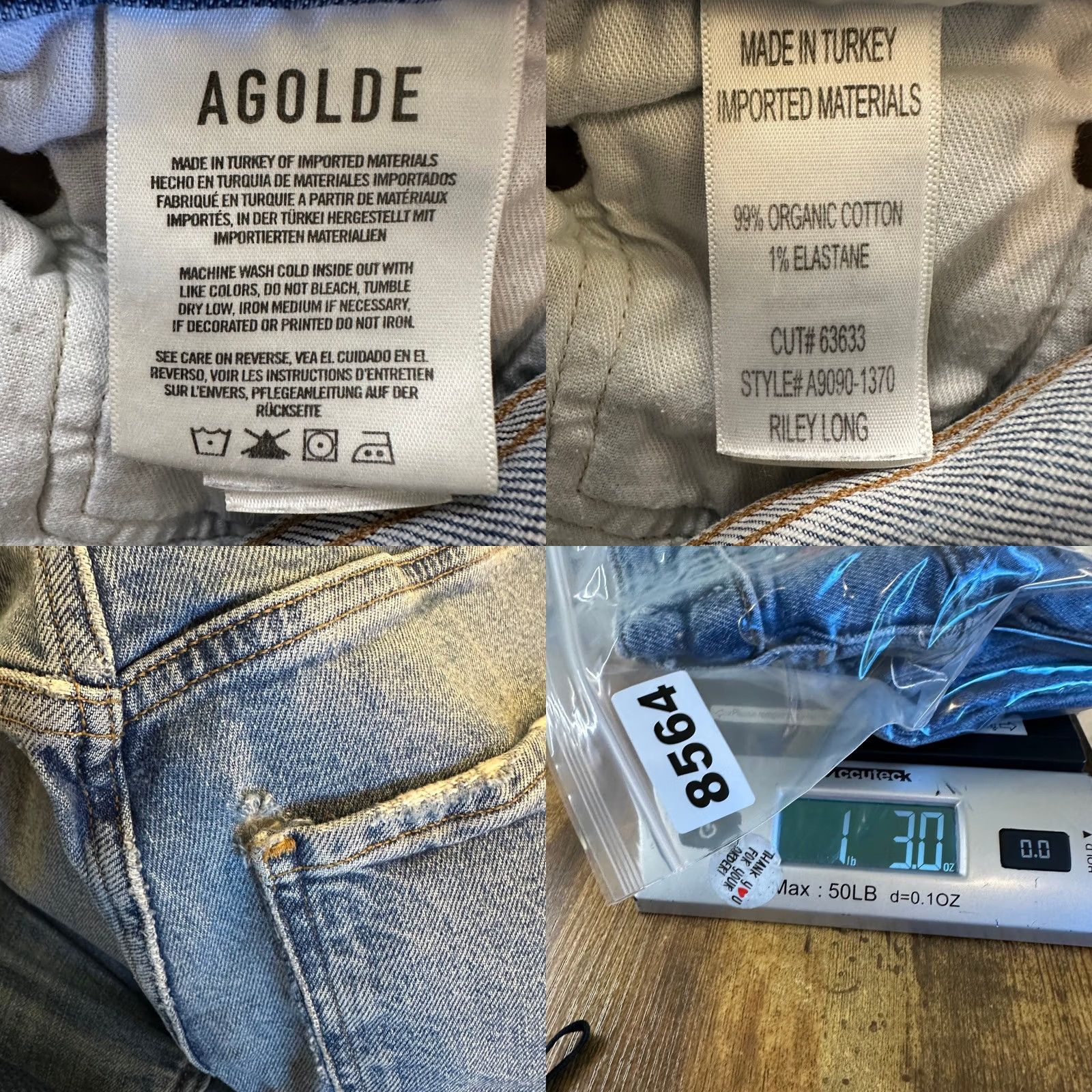 Agolde AGOLDE Jeans Womens 27 High Rise Riley Long Blue Jeans Button Fly Distressed 5-Pocket Denim Straight High Rise Womens Jeans Size 27" / US 4 / IT 40 - 9 Thumbnail