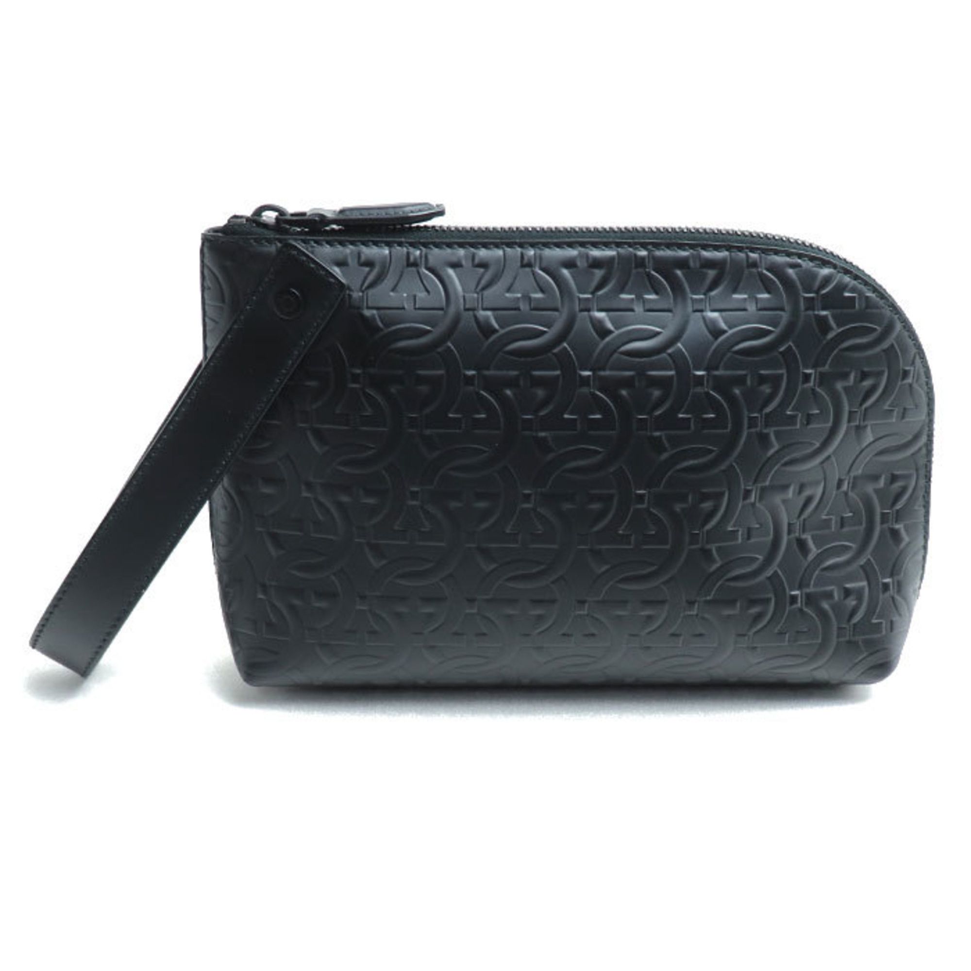 Salvatore Ferragamo Salvatore Ferragamo Gancini Monogram Pouch Clutch Bag Black FZ-24 1206 Men's Size ONE SIZE - 1 Thumbnail
