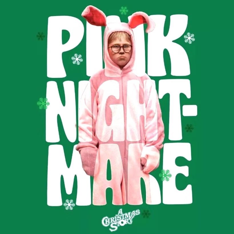 Vintage Bioworld A Christmas Story Pink Nightmare Men's Holiday Graphic T-Shirt Green Small SS Crew Neck 100% Cotton Christmas, Holiday Mens Shirt Size US S / EU 44-46 / 1 - 3 Thumbnail