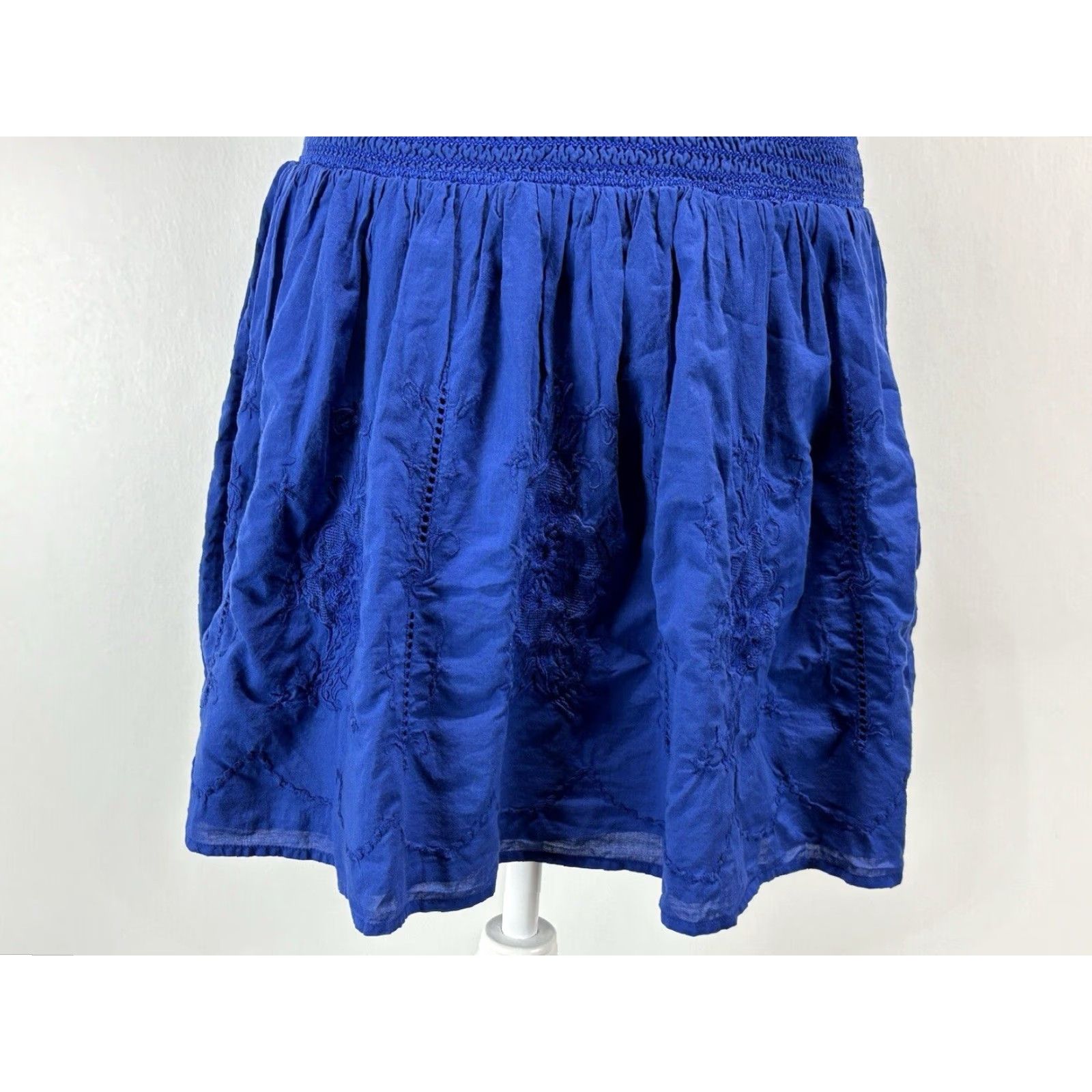 Ralph Lauren NEW Lauren Ralph Lauren Blouson Dress 00 Blue Short Sleeve Smocked Waist Womens Size 24" / US 00 / IT 34 - 7 Thumbnail