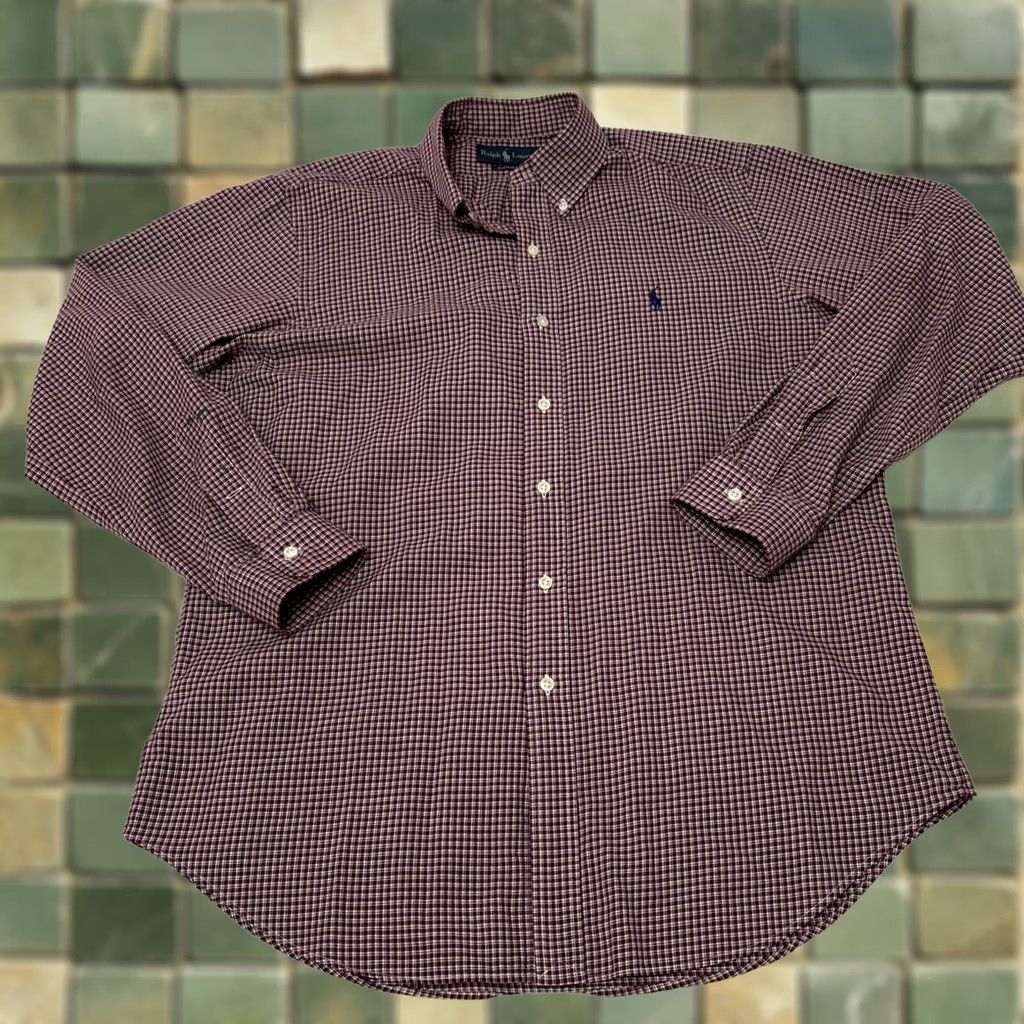 Ralph Lauren Ralph Lauren Shirt Mens L Dark Red Plaid Button-Down Long Sleeve Size US L / EU 52-54 / 3 - 1 Thumbnail