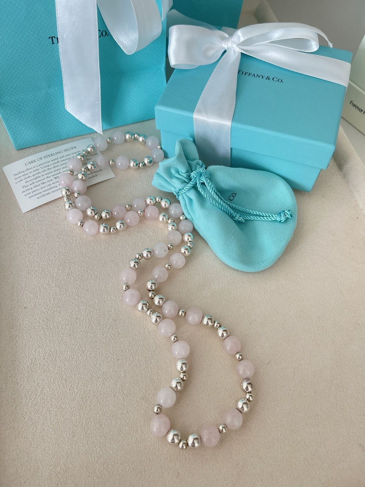 Tiffany & Co. Vintage Tiffany & Co. Pink Quartz Silver Beads Necklace 30” Size ONE SIZE - 20 Thumbnail