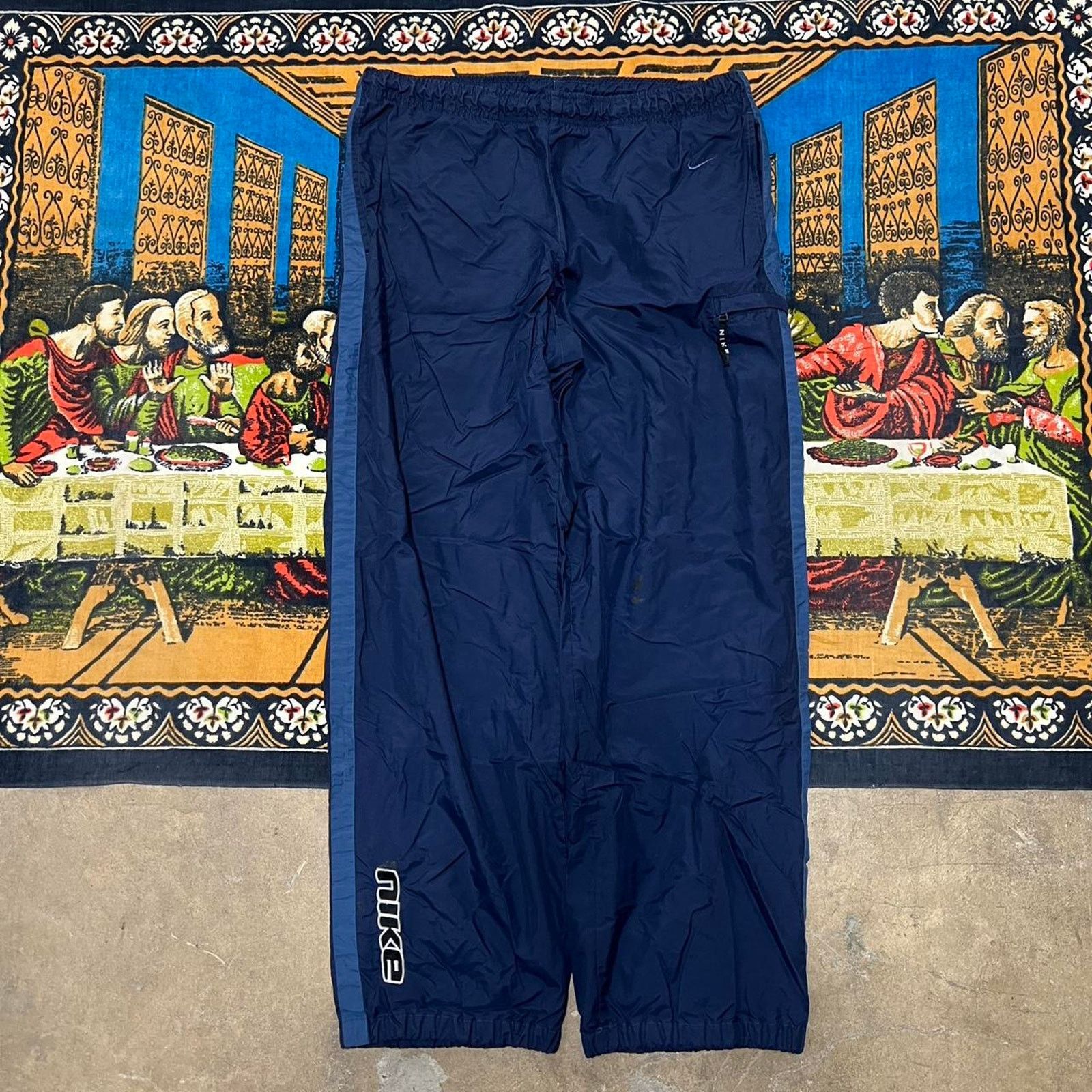 Nike Navy blue Nike TrackPants size medium baggy stripe y2k skate Size US 34 / EU 50 - 1 Thumbnail