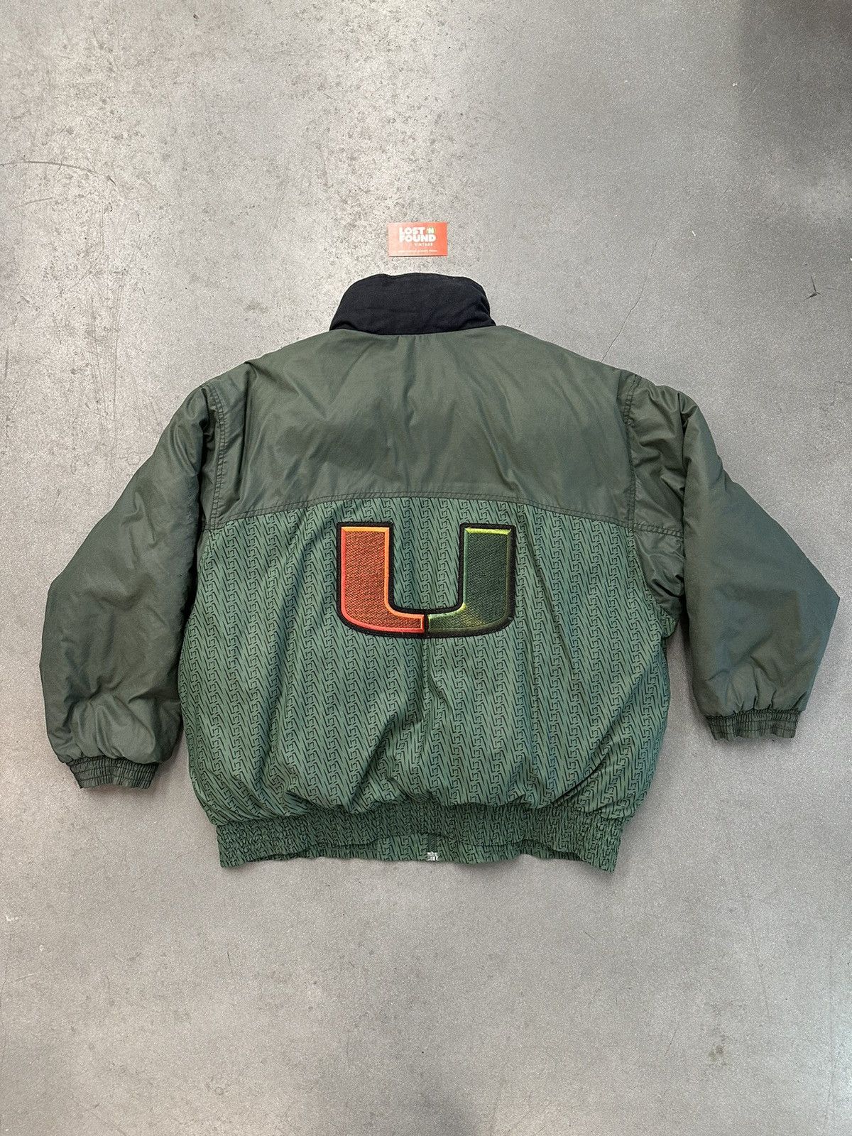 image of Vintage Nike NCAA University Of Miami Full Zip Puffer in Green, Men's (Size 2XL)