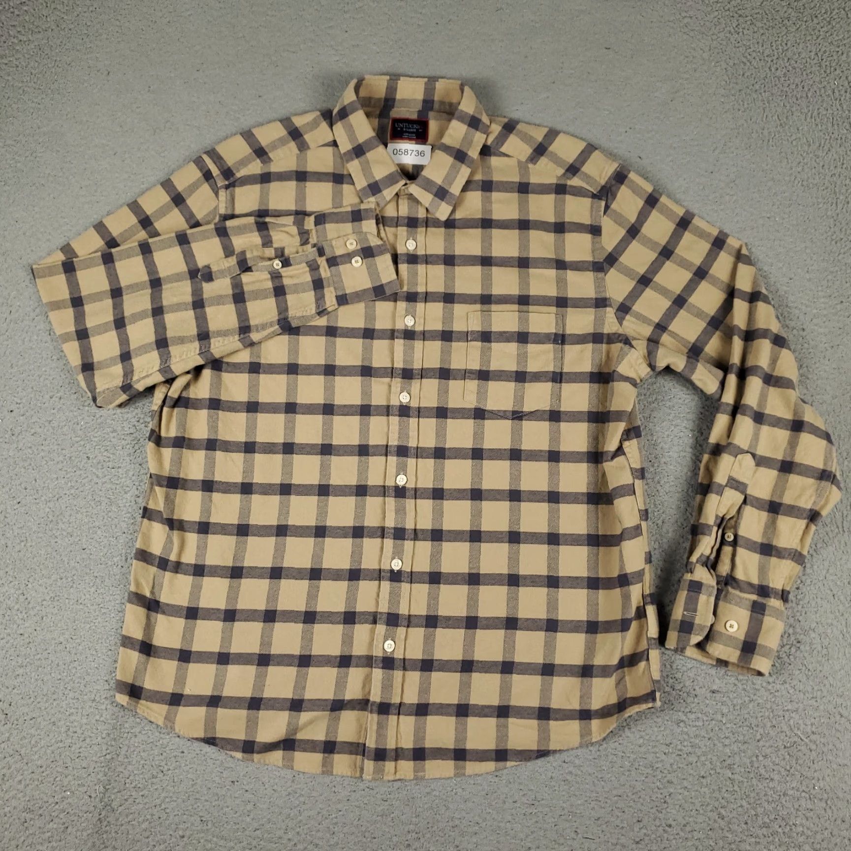 UNTUCKit UNTUCKit Shirt Mens XL Beige Check Flannel Casual Button Up Long Sleeve Size US XL / EU 56 / 4 - 2 Thumbnail