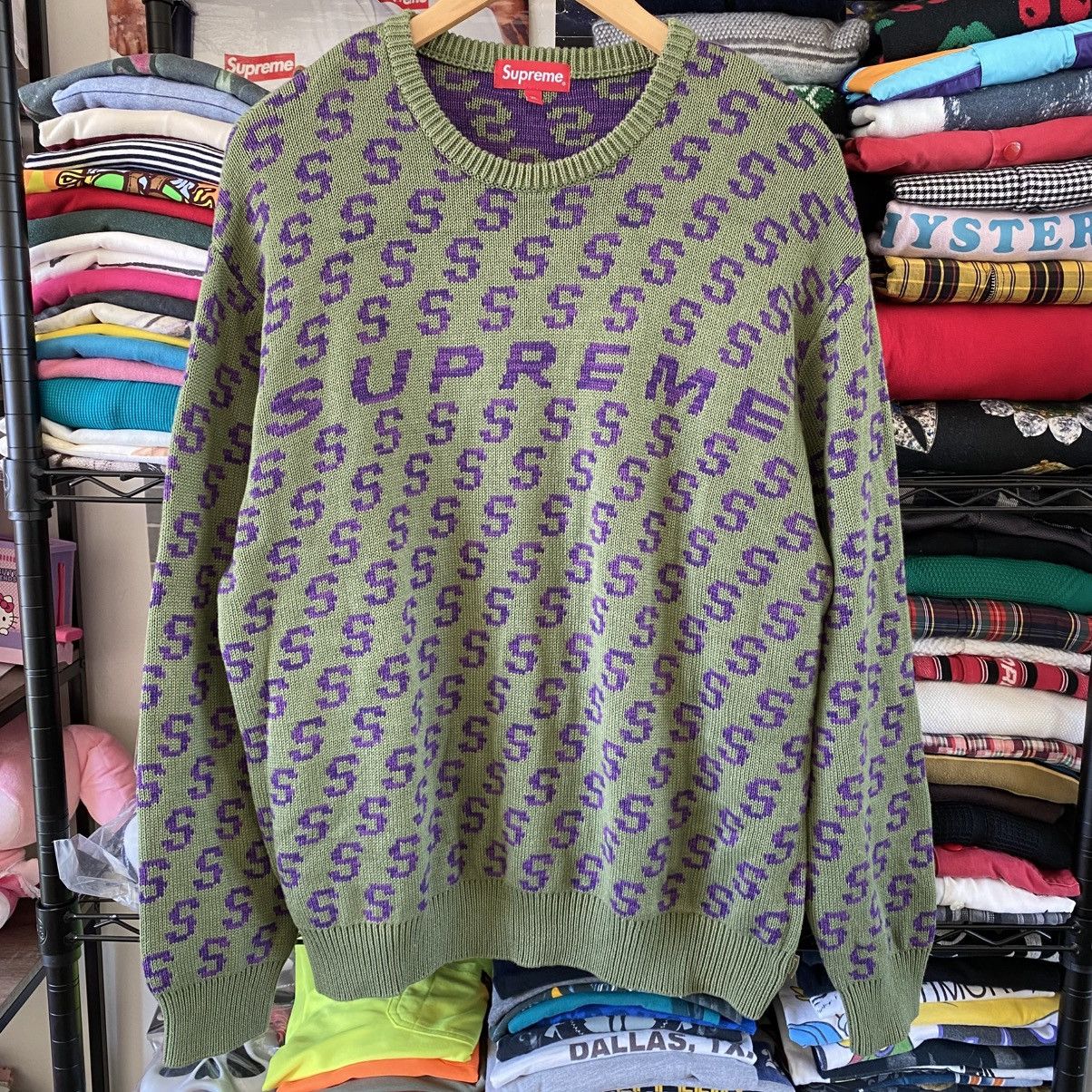 Supreme Supreme S Repeat Sweater Olive Purple 2021 Size US XL / EU 56 / 4 - 1 Thumbnail