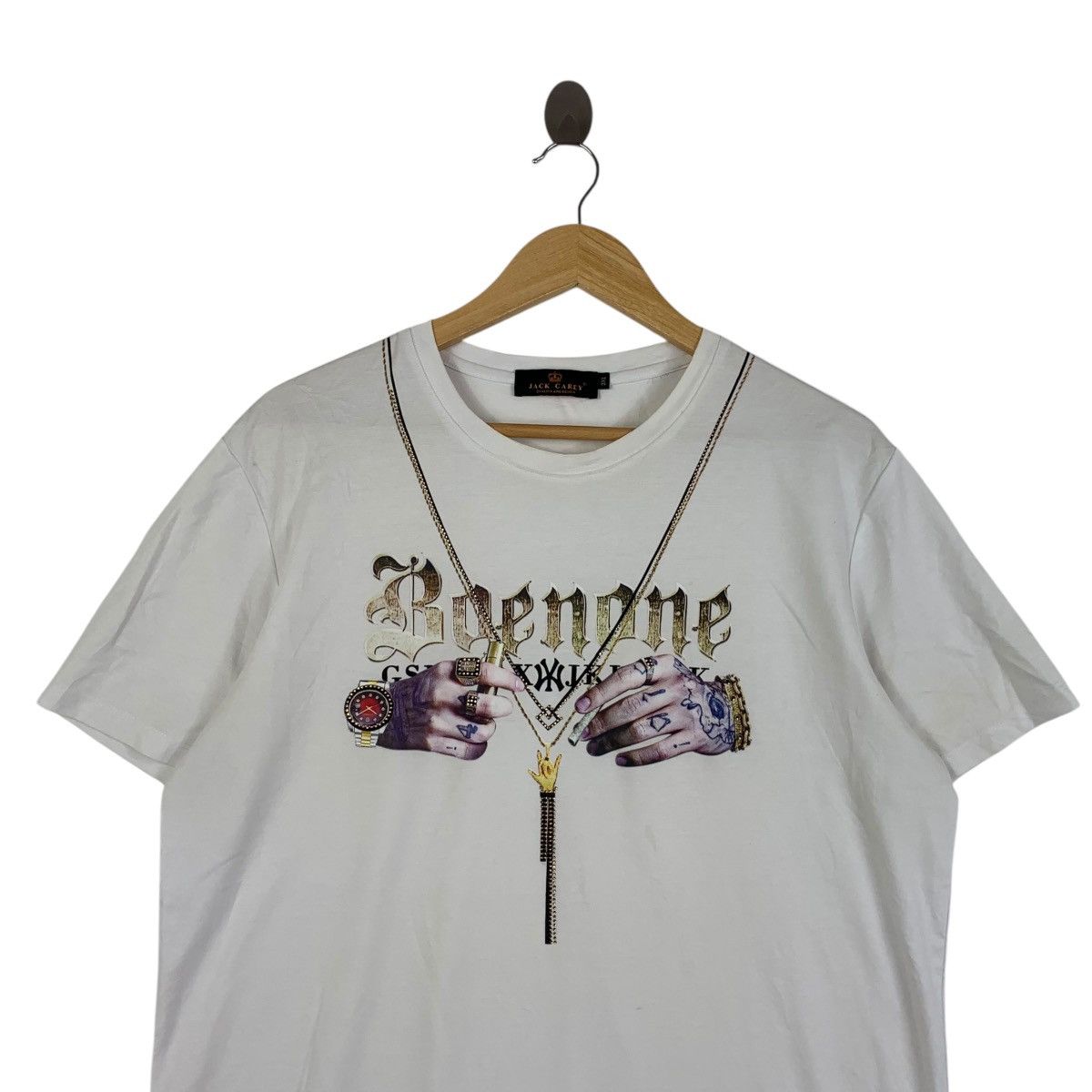 Vintage JACK CAREY HIP HOP RAP Rebel Chain Tee Shirt Top Size US XXL / EU 58 / 5 - 2 Thumbnail