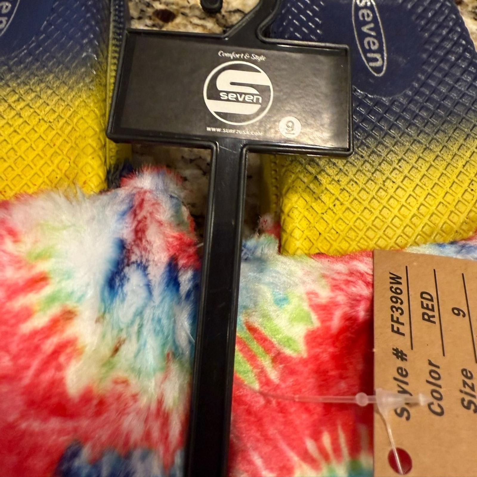 Seven 7 Seven tie dyed faux fur rainbow colored slides Size 9 Size US 9 / IT 39 - 7 Thumbnail