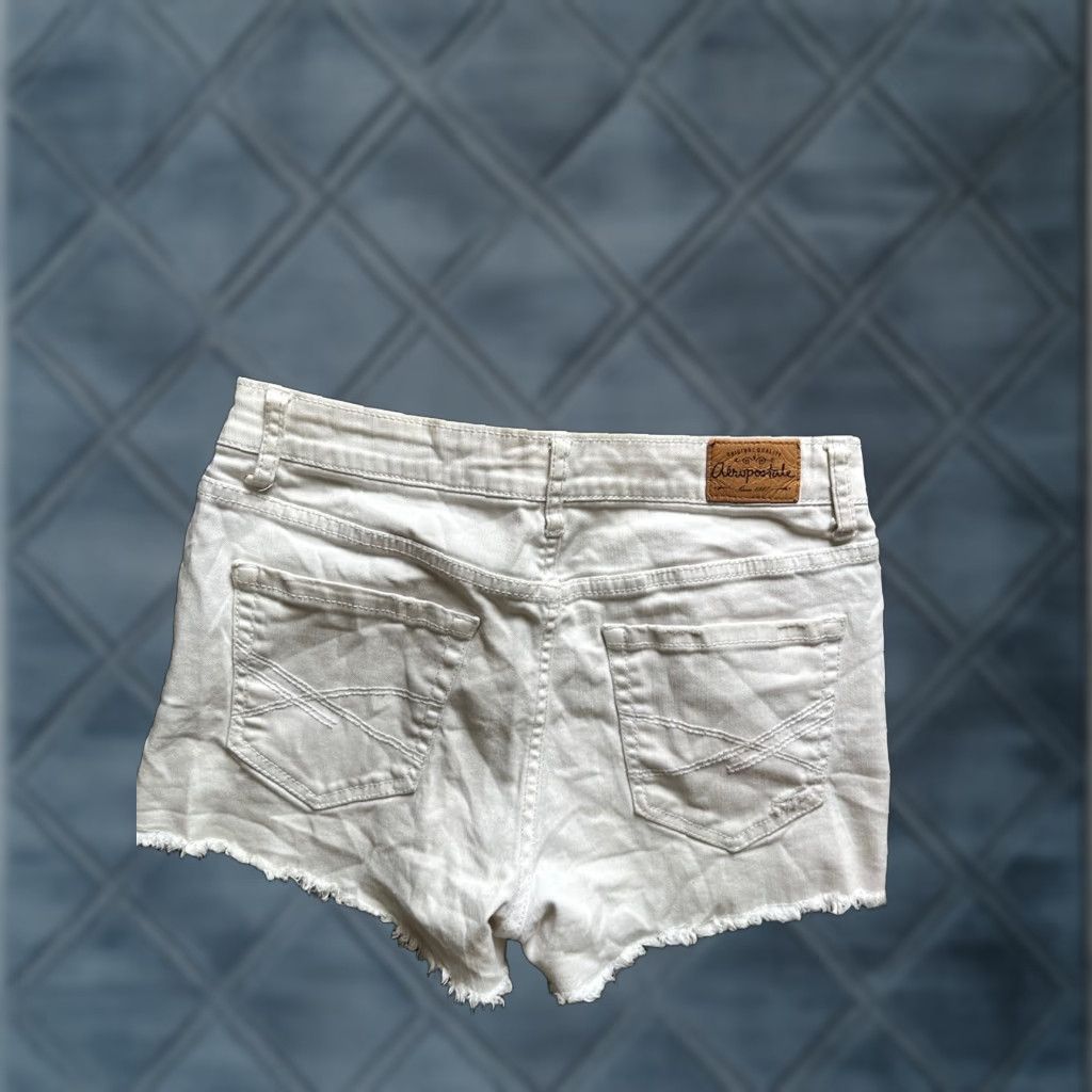 Vintage Aéropostale White Denim Shorty Shorts Womens 0 Hi Rise Distressed Daisy Duke Shirt Size 25" / US 0 / IT 36 - 1 Thumbnail