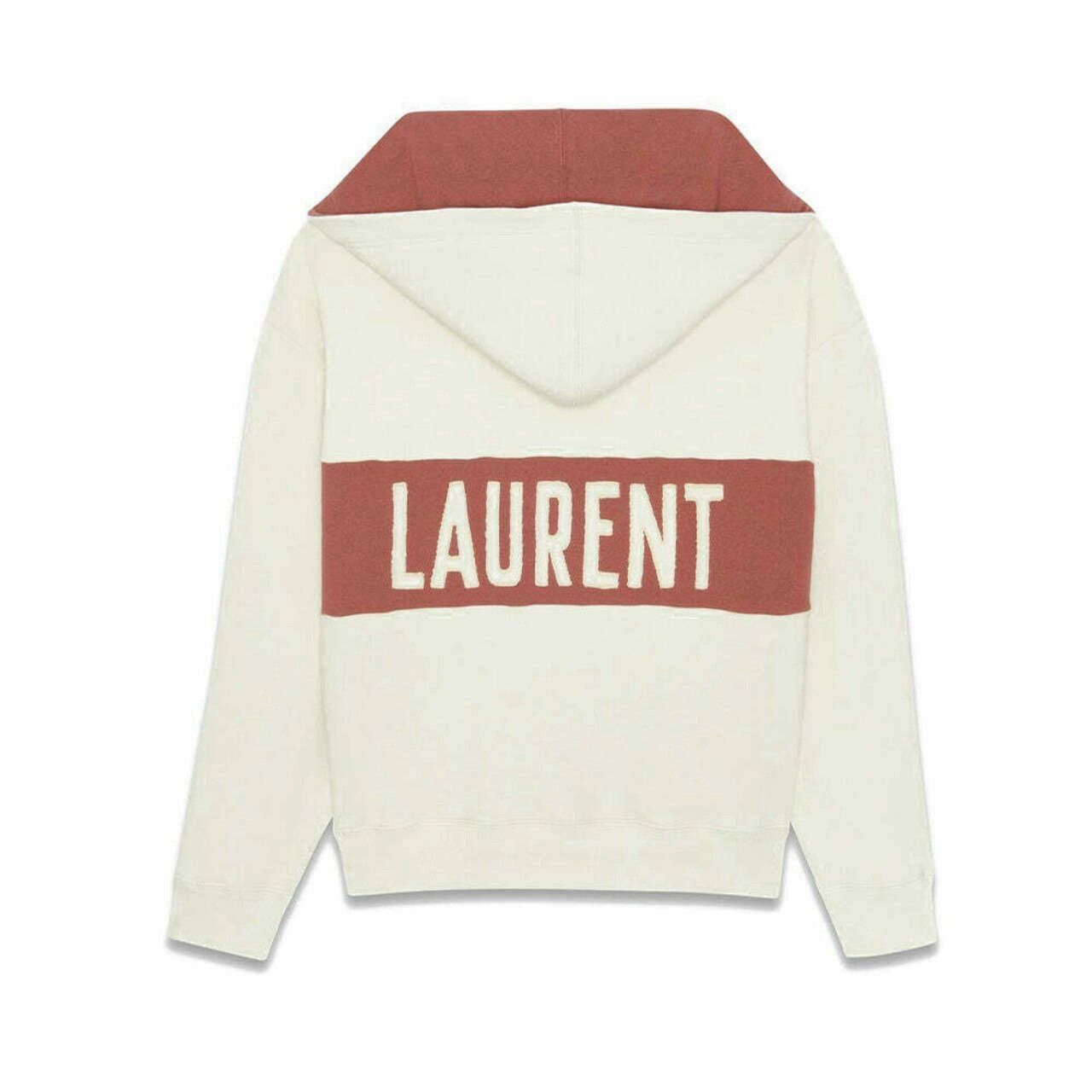 Saint Laurent Paris o1s1wg111124 Laced Hoodie in Dirty Creme Bordeaux Size XS / US 0-2 / IT 36-38 - 2 Thumbnail