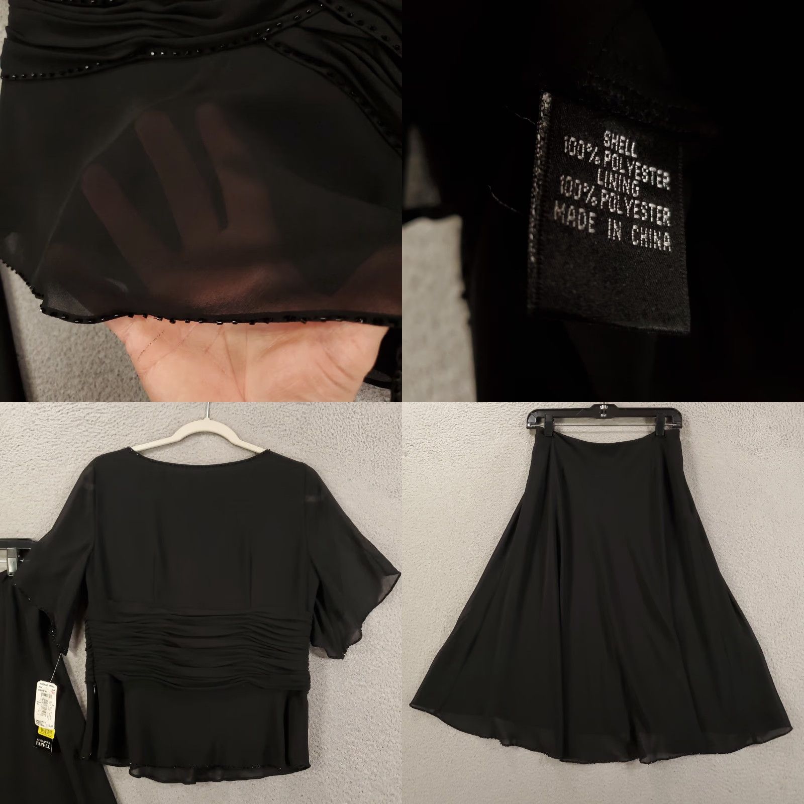Adrianna Papell Adrianna Papell Brand New Evening Wear Outfit Set Women's 8 Black Beaded Layered Sheer Lined NWT Skirt Blouse 2 Piece Size M / US 6-8 / IT 42-44 - 8 Thumbnail