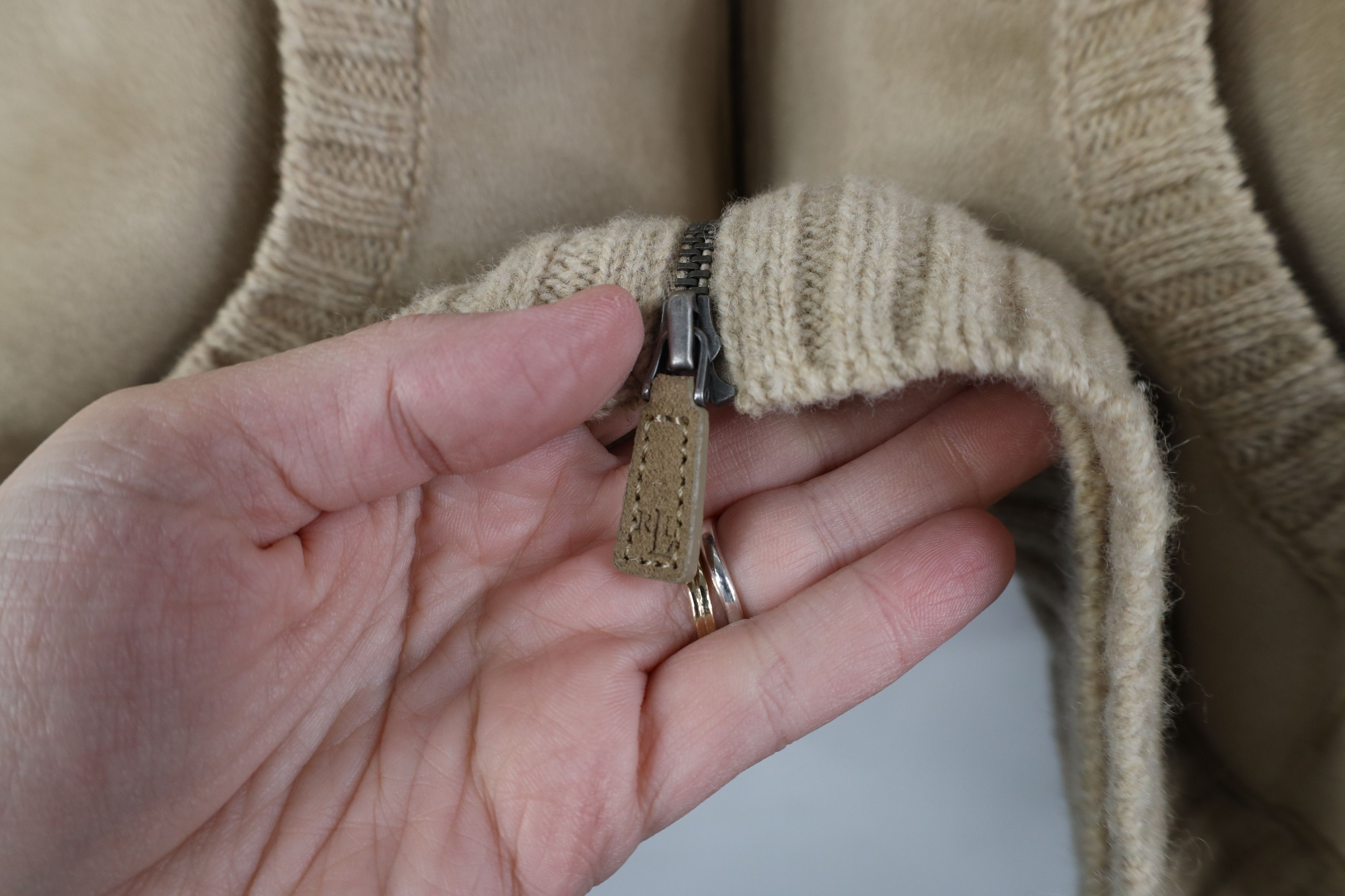 Ralph Lauren Vintage 90s Ralph Lauren Microfiber Sweater Jacket Beige Size XL / US 12-14 / IT 48-50 - 6 Thumbnail