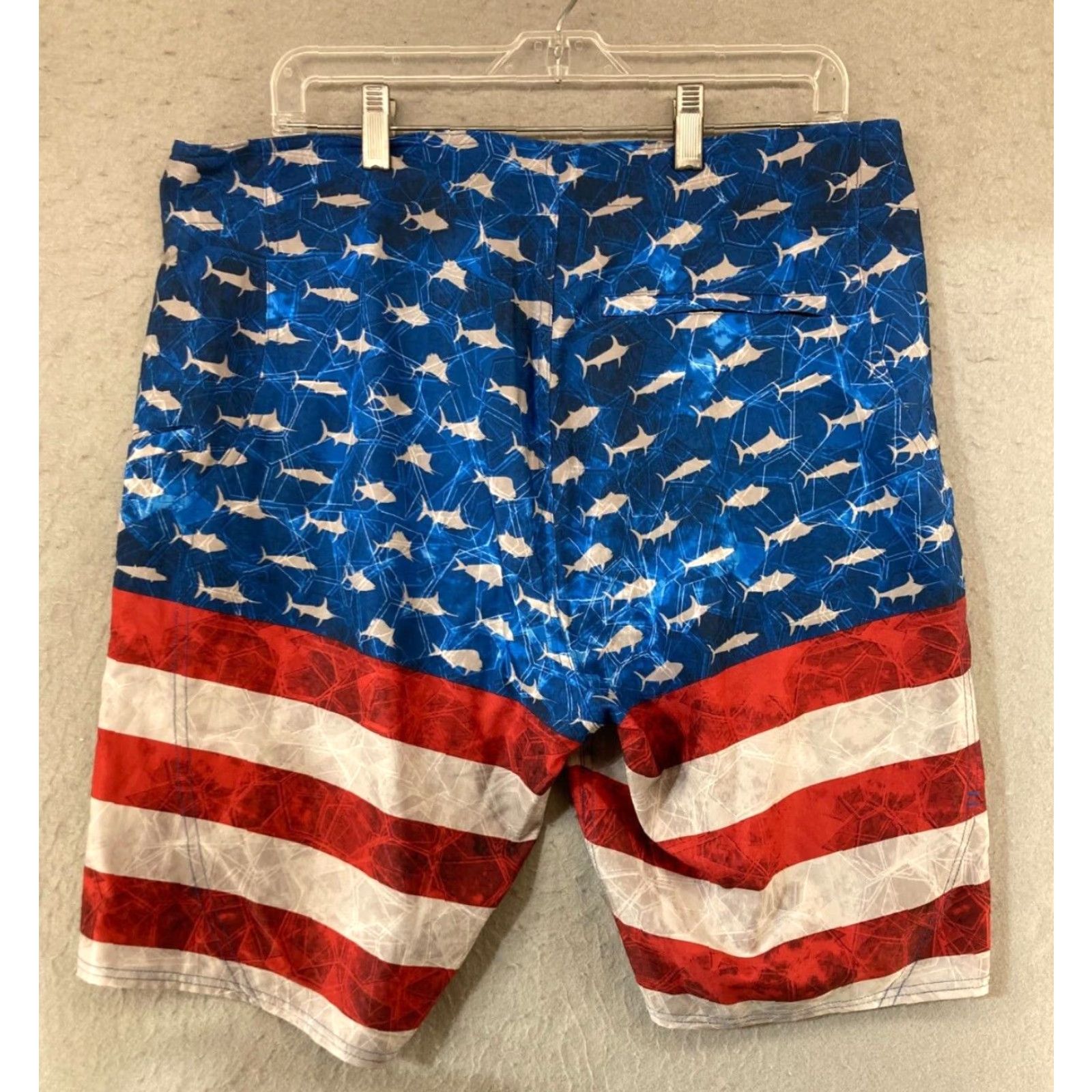 Swims PELAGIC Boardshorts Mens 36 Bottom Swim Lifeguard Recreational Surfing Geometric Multicolor Polyester Blend Blended Fabric Flag Sharkskin American 36 Size US 36 / EU 52 - 7 Thumbnail