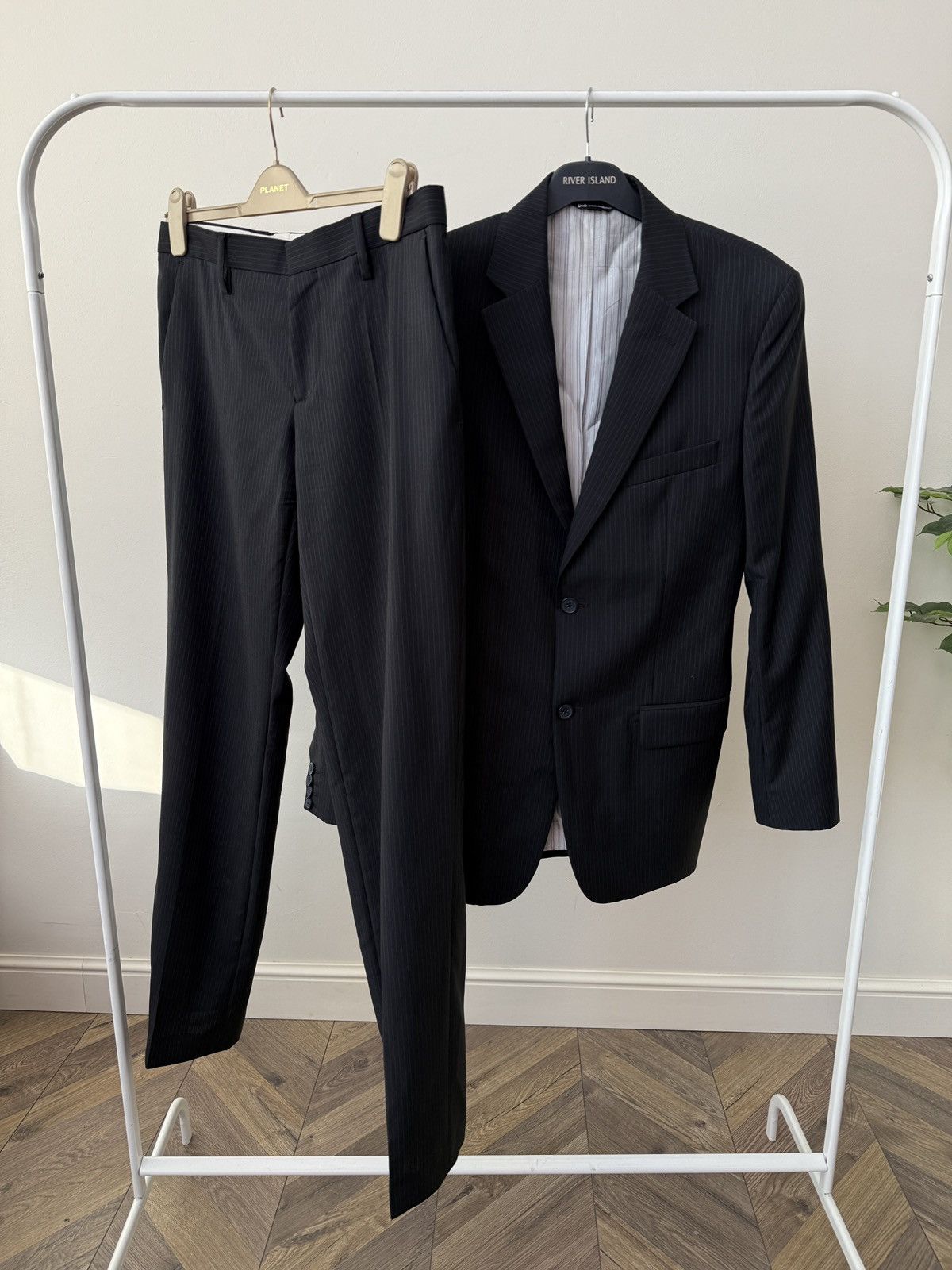 Dolce & Gabbana Vintage Dolce & Gabbana Black Pinstripe Suit Size 50R - 1 Thumbnail