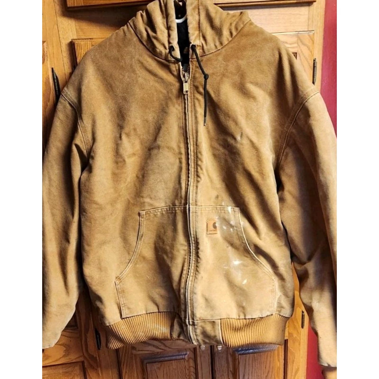 Carhartt VINTAGE Carhartt Bomber Jacket Mens XL Coat J130 211 Canvas Chore Full Zip Beige 90s Retro City Classic Workwear Logo Zipper Quilted Long Sleeve Mens Size US XL / EU 56 / 4 - 7 Thumbnail