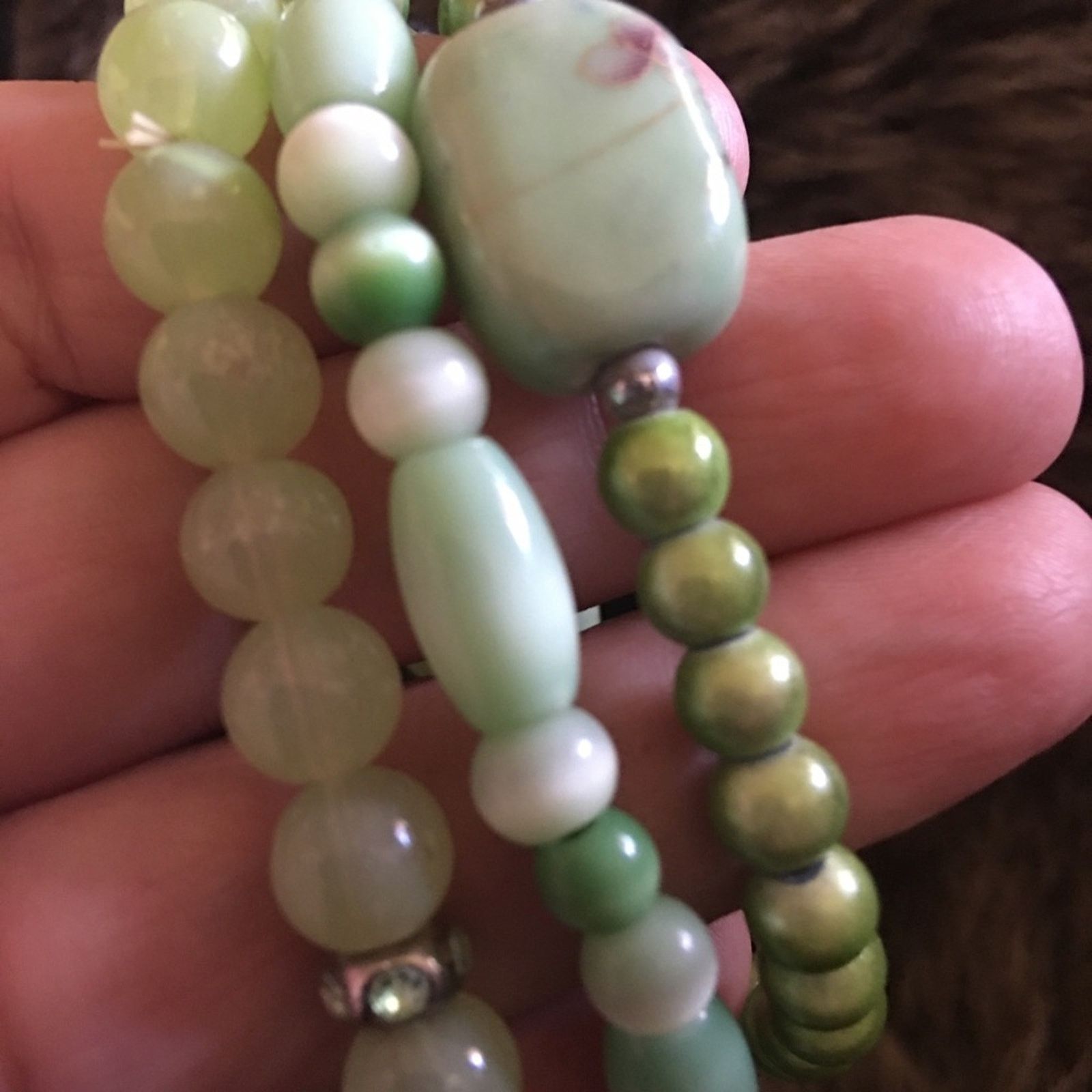 Jewelry Three green tone glass bead bracelet bundle Size ONE SIZE - 5 Thumbnail
