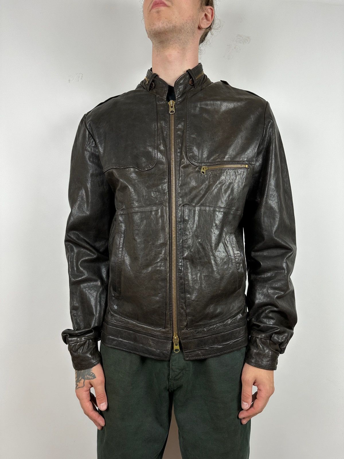 Golden Goose Golden Goose Brown Leather Jacket Size US L / EU 52-54 / 3 - 1 Thumbnail