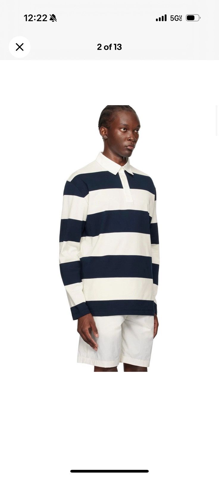 Moncler Moncler White & Navy Long Sleeve Rugby Shirt Size XL NWT Size US XL / EU 56 / 4 - 2 Thumbnail