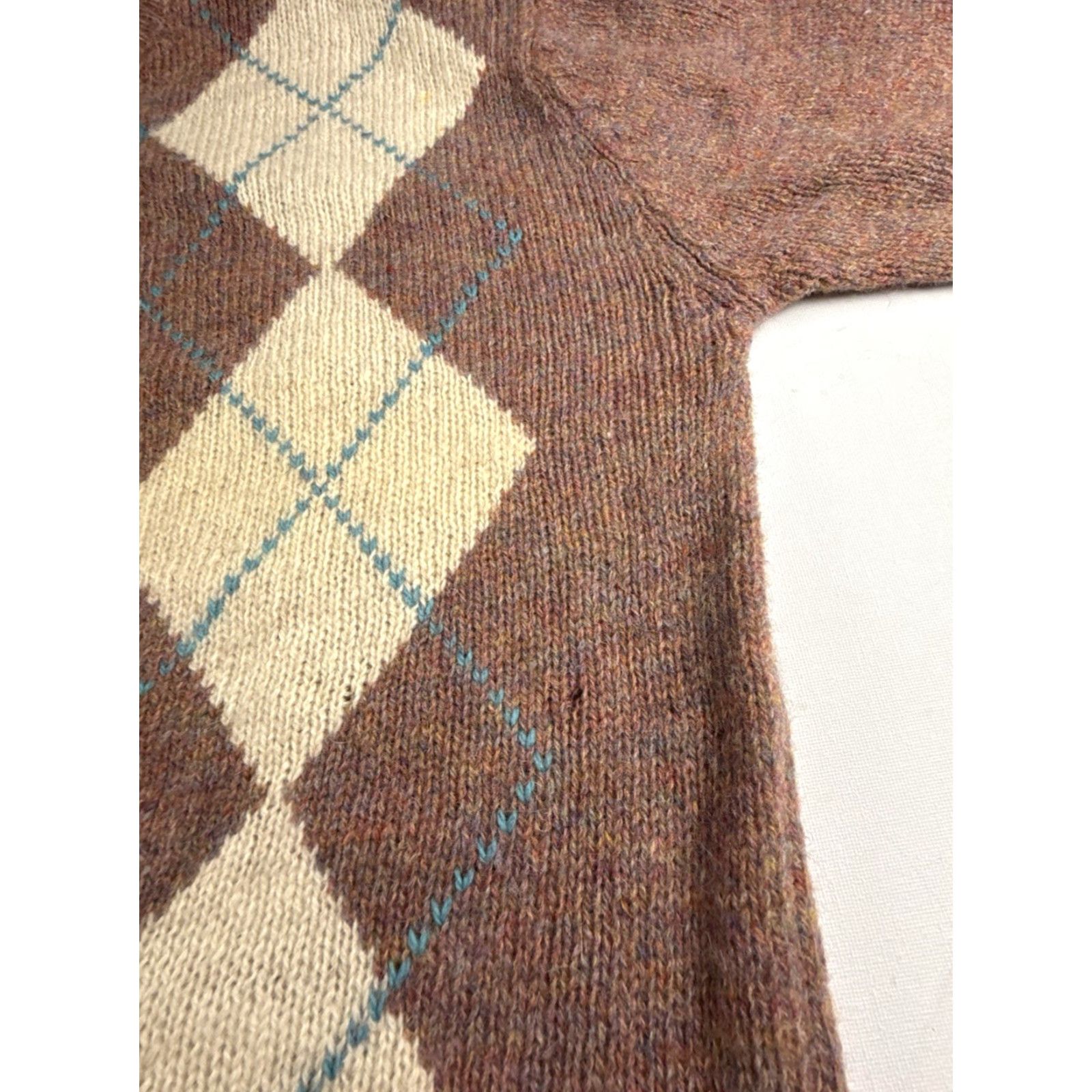 Sears VINTAGE Sears Classic Mens L 100% Shetland Wool Gray Black Argyle V-Neck Sweater Size US XL / EU 56 / 4 - 5 Thumbnail