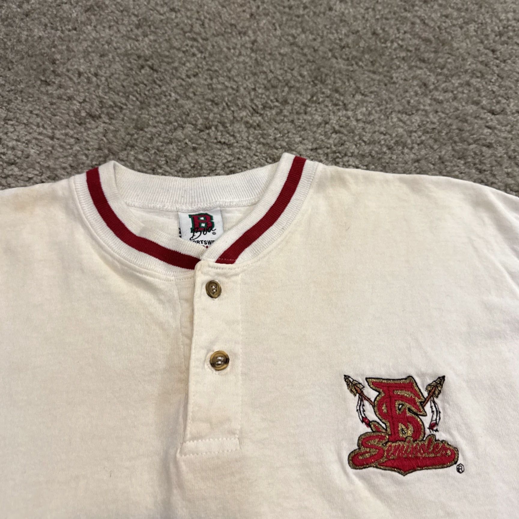 Vintage VINTAGE Florida State Seminoles FSU White NCAA Henley T-Shirt M Mens 90s Boa Sportswear Size US M / EU 48-50 / 2 - 2 Thumbnail