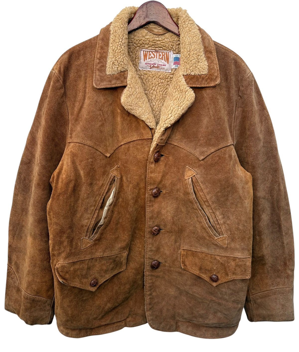 Schott Vintage Schott Western Suede Shearling Sherpa Lining Coat 38 Size US M / EU 48-50 / 2 - 3 Thumbnail