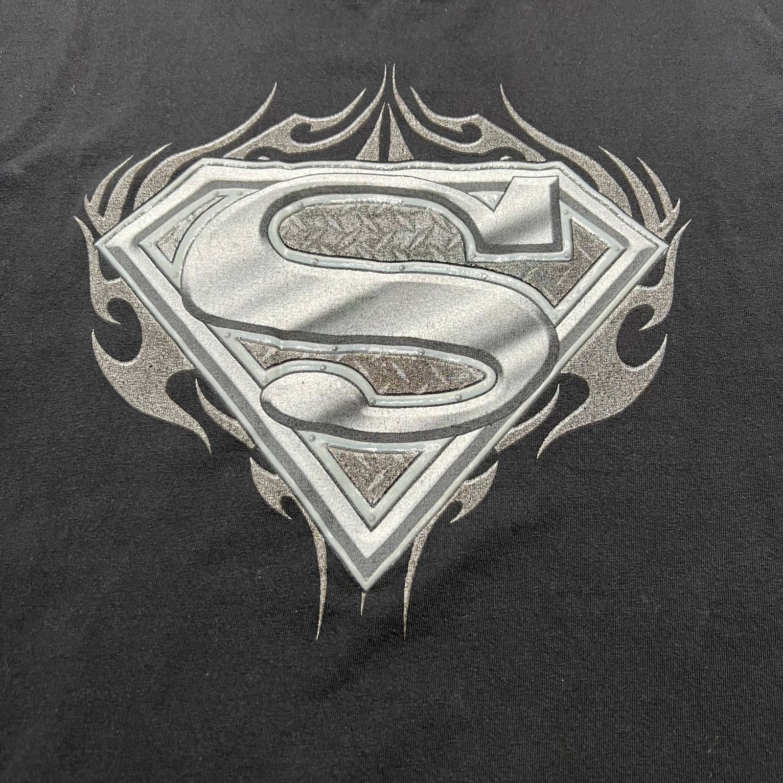 Vintage Y2K Superman Shirt Men's XL Steel Flames Black Short Sleeve Size US XL / EU 56 / 4 - 2 Thumbnail