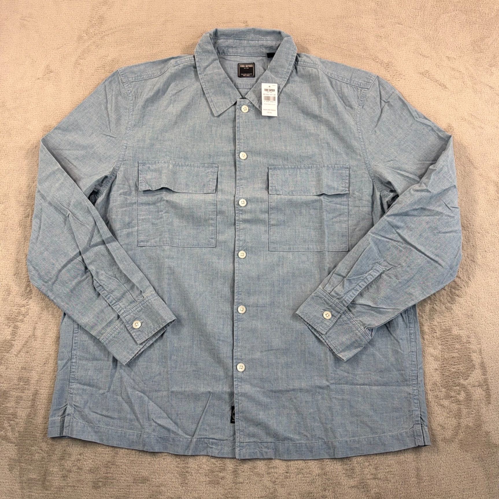 Todd Snyder Todd Snyder Relaxed Chambray CPO Overshirt Men XL NWT Bleached Indigo Button-Up Shirt Denim Blue Size US XL / EU 56 / 4 - 5 Thumbnail